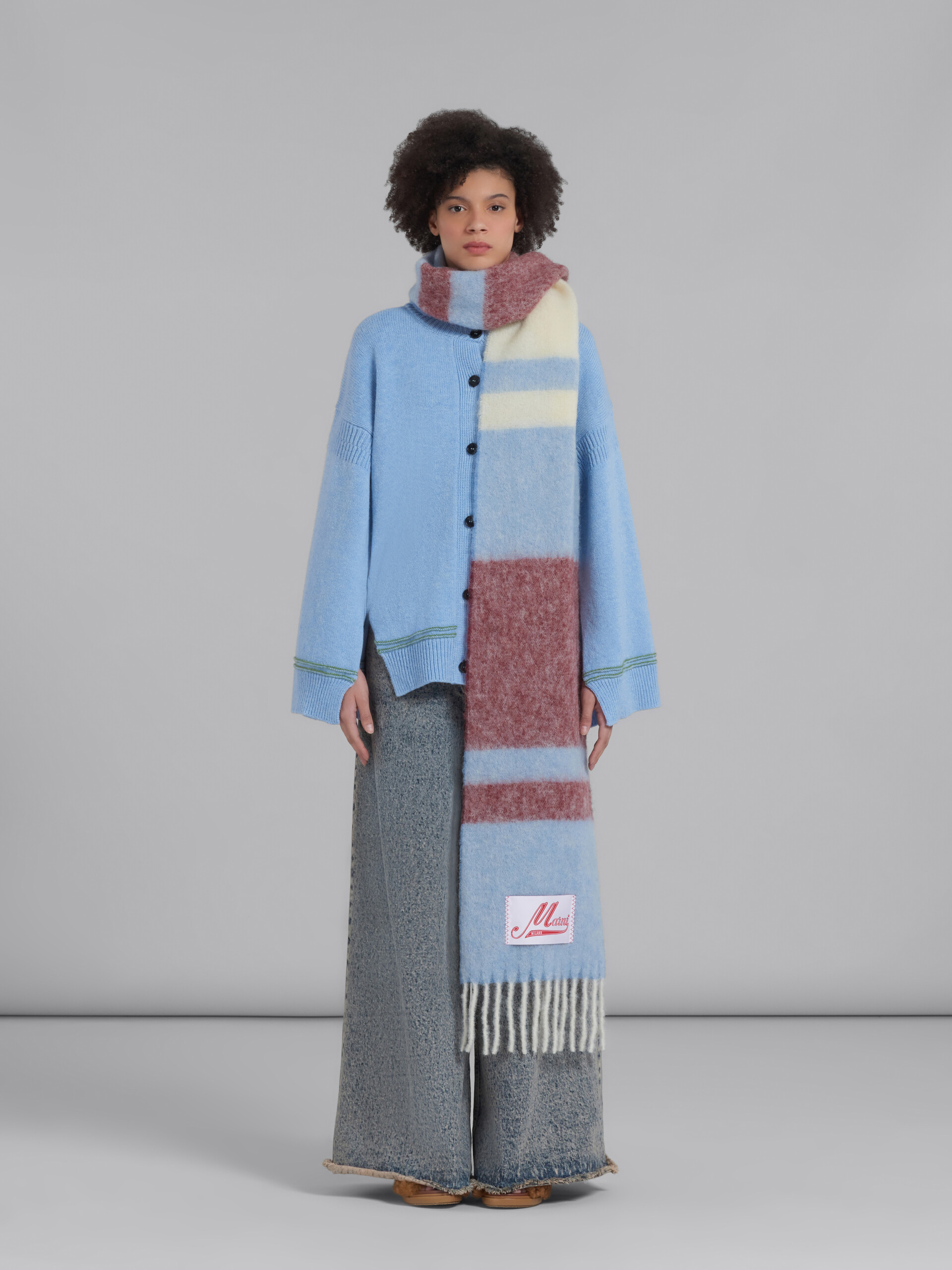 Blue striped mohair scarf - Scarves - Image 2