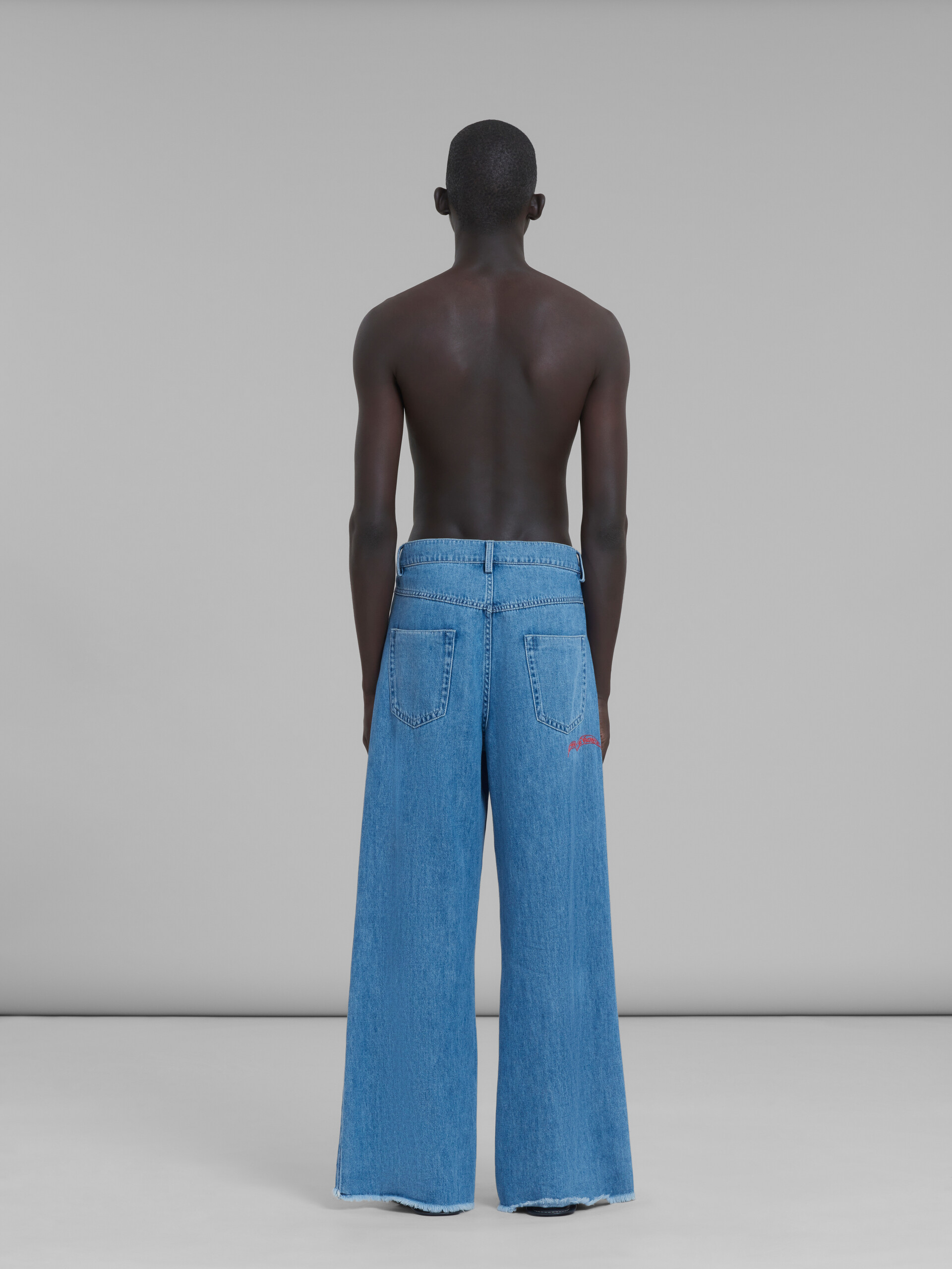 Marni x No Vacancy Inn - Blue chambray 5 pocket pants with embroidery - Pants - Image 3