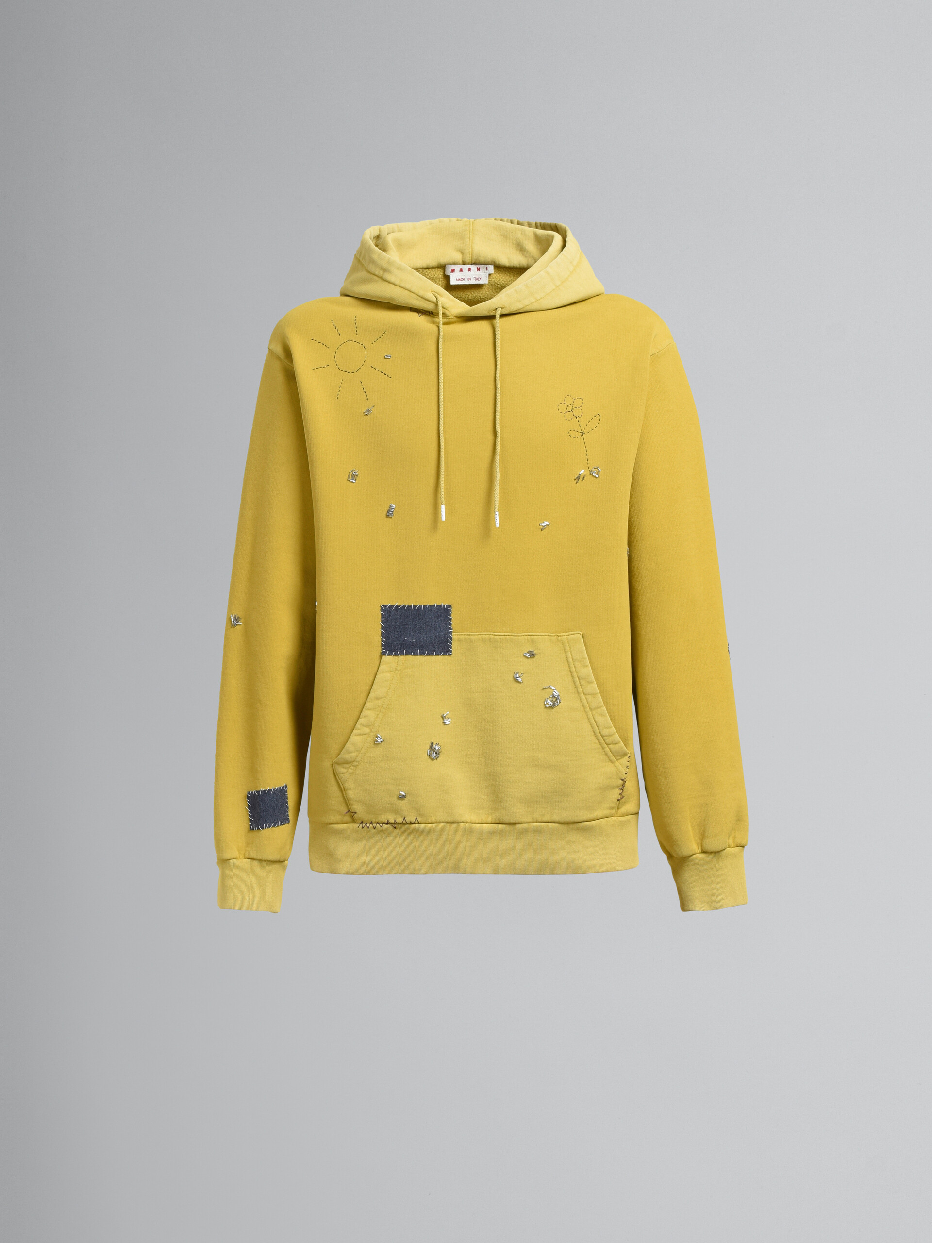 Yellow embroidered hoodie - Sweaters - Image 1