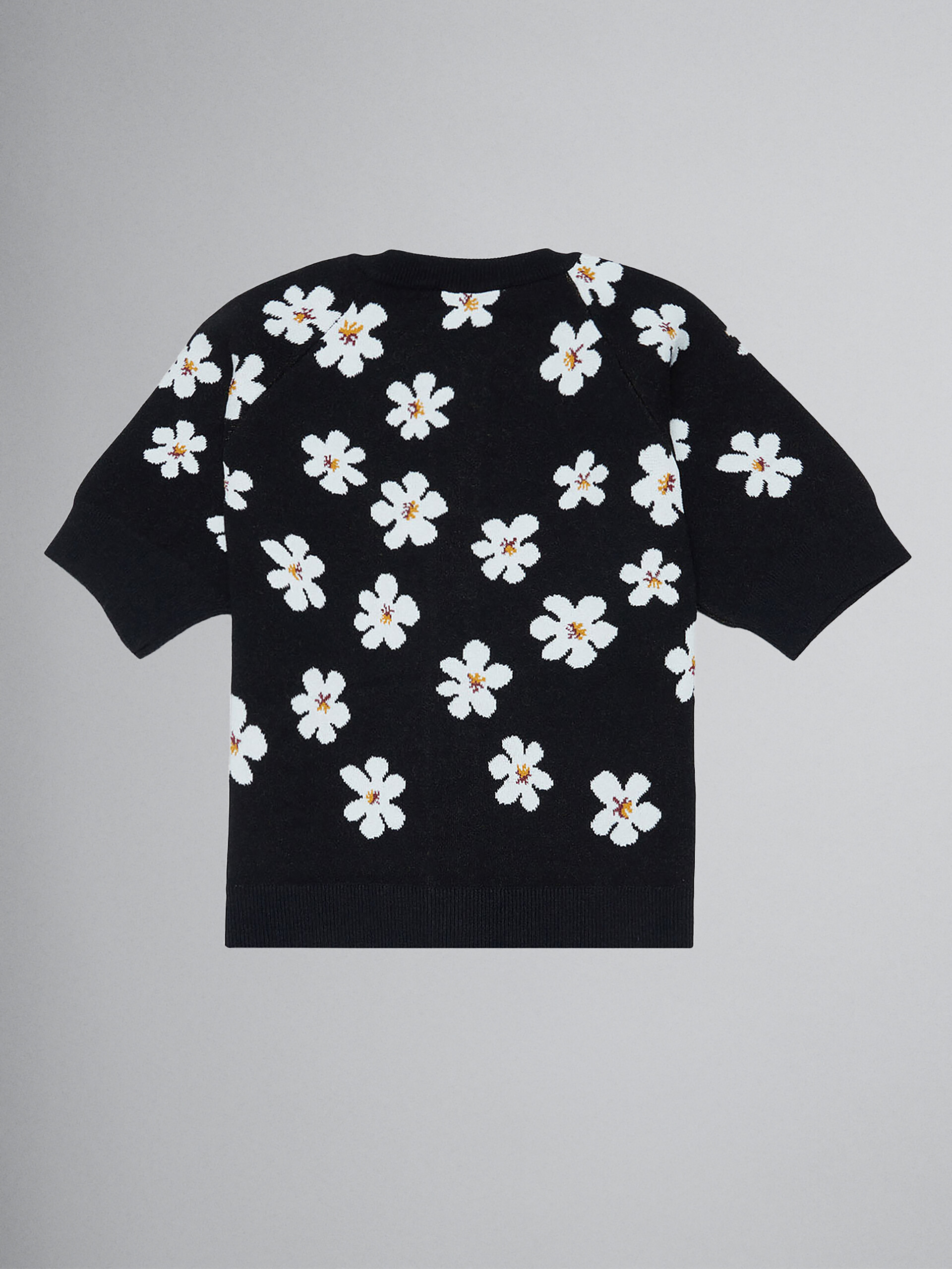 Black cardigan with jacquard Daisy motif - Knitwear - Image 2