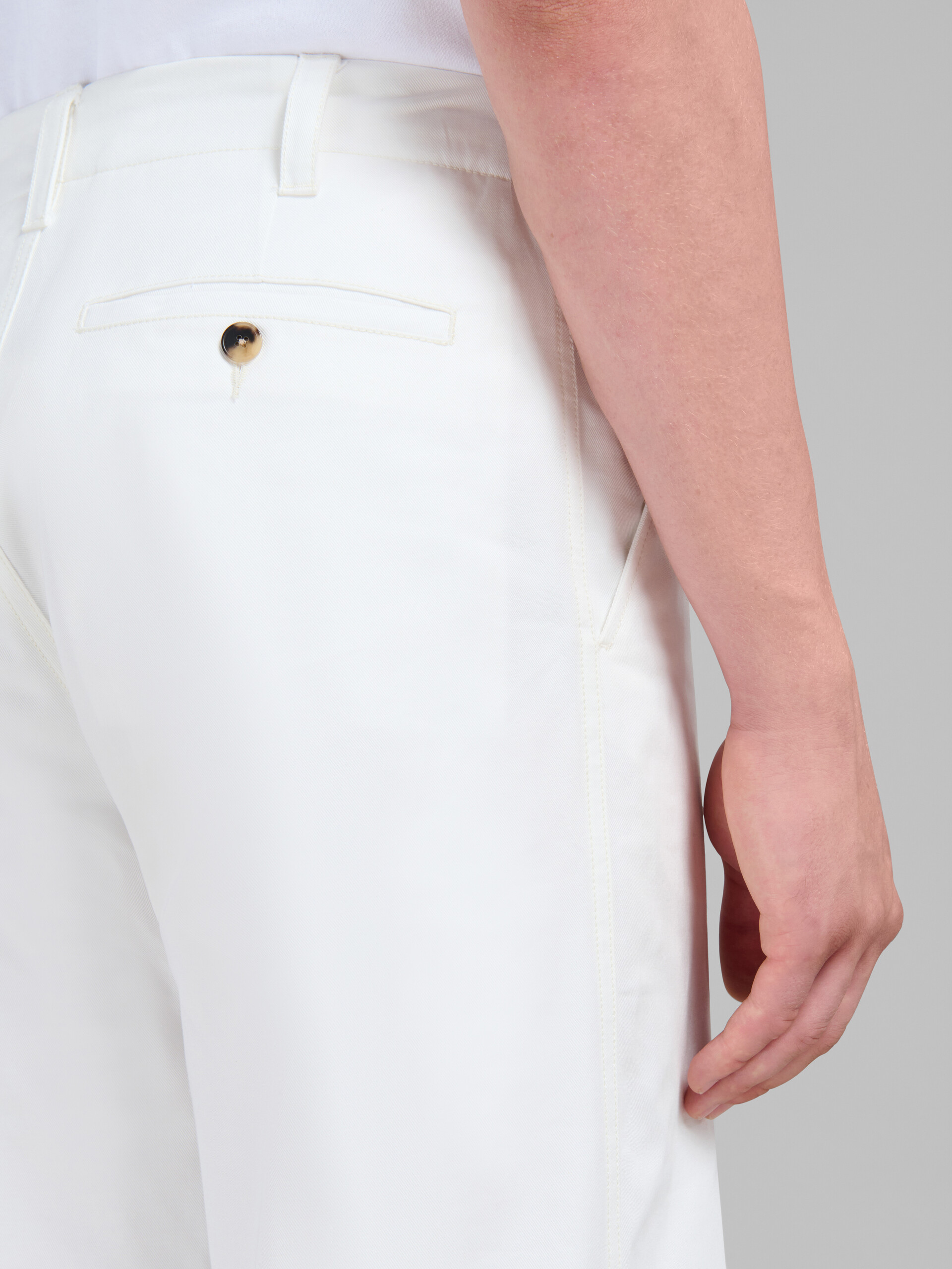 White bio gabardine flared trousers - Pants - Image 4