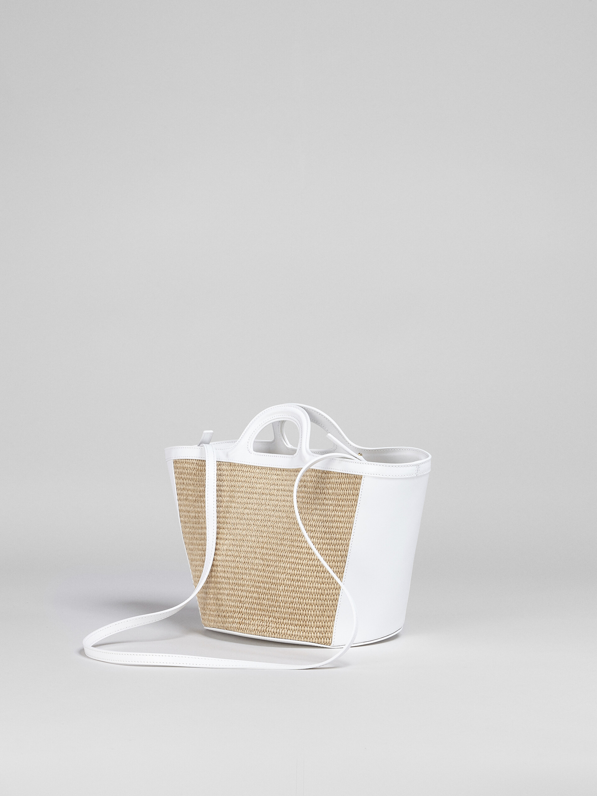 Tropicalia Small Bag in white leather and raffia - Handbag - Image 3