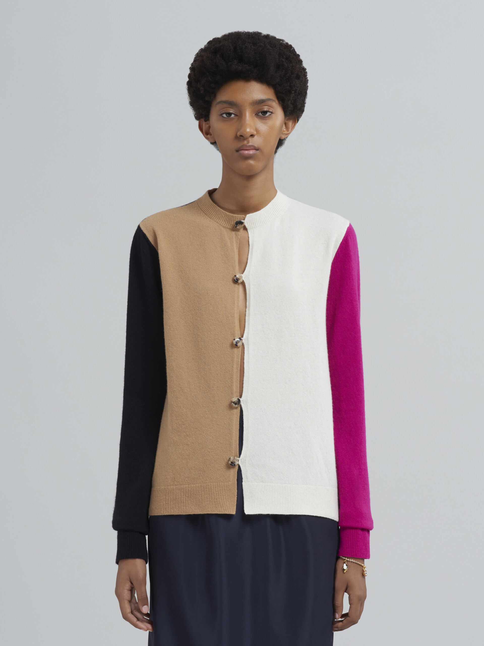 Colourblock wool and cashmere cardigan - Pullovers - Image 2