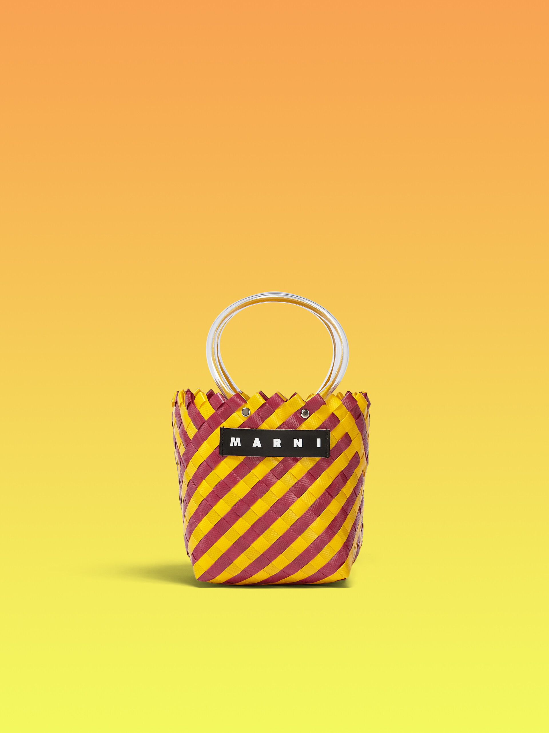 MARNI MARKET TAHA bag in yellow and burgundy woven material - Shopping Bags - Image 1