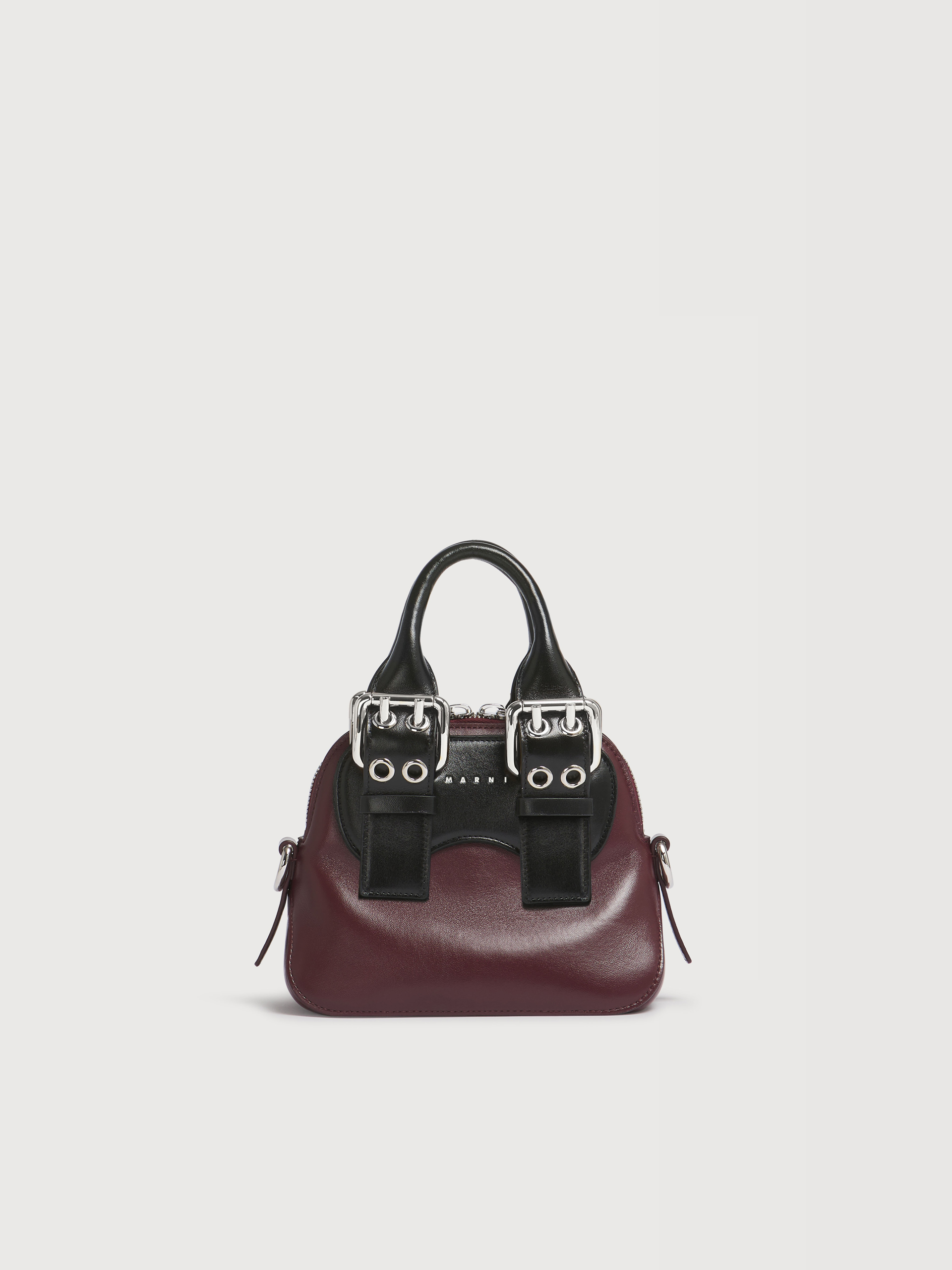 Burgundy and black leather mini Belte Bag - Handbags - Image 1