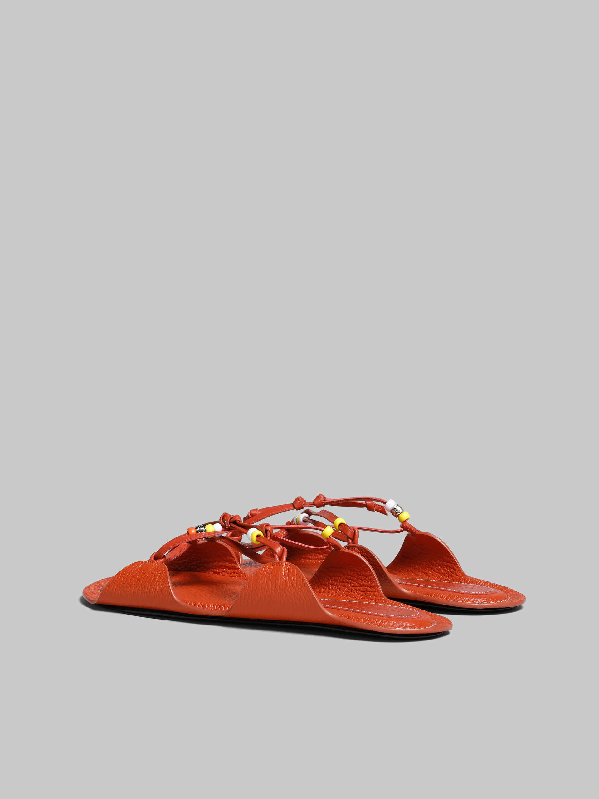 Marni x No Vacancy Inn - Brick red leather sandals with beads - Sandals - Image 3
