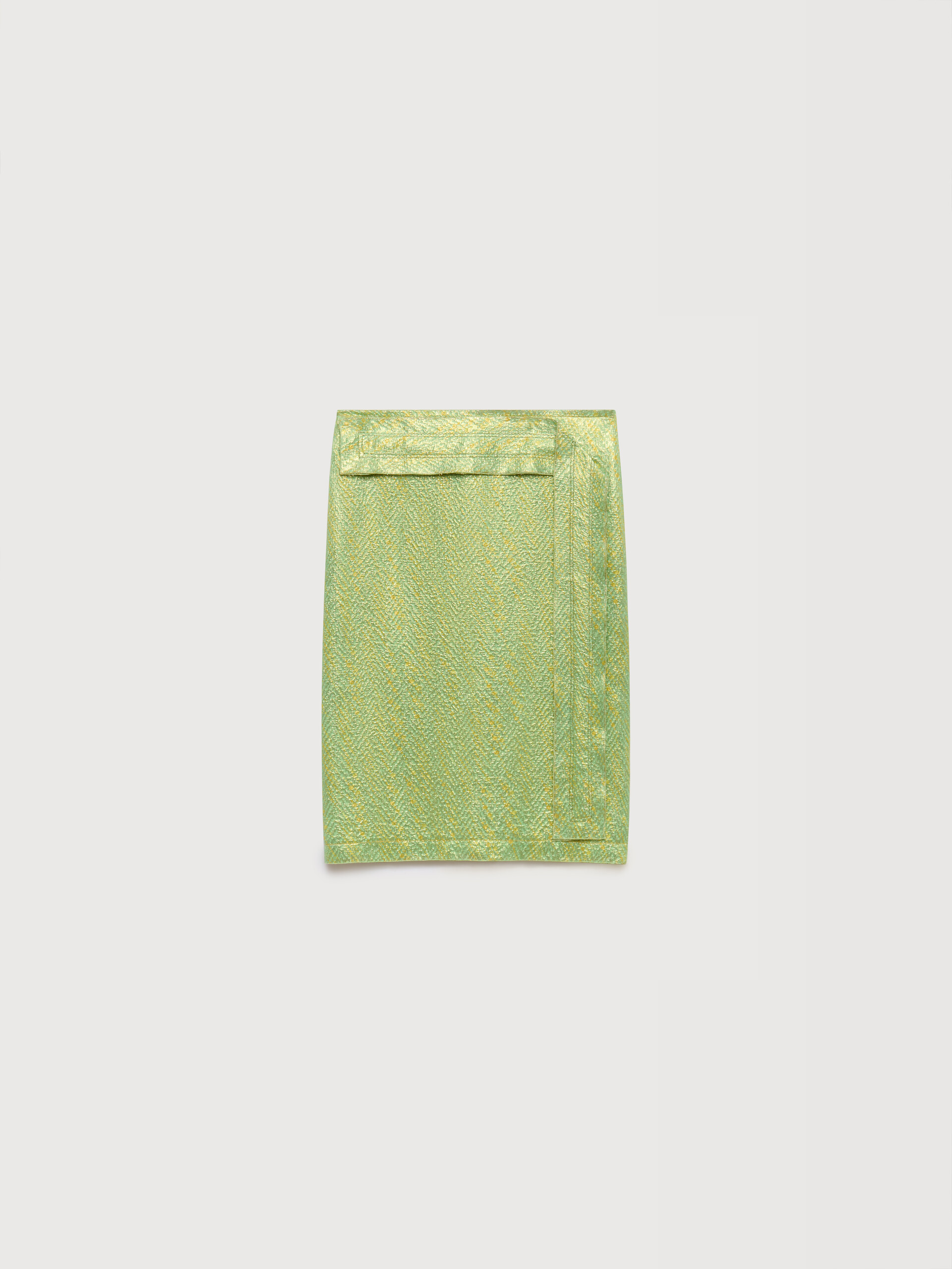 Green silk cloqu&eacute; midi skirt with panel detail - Skirts - Image 1