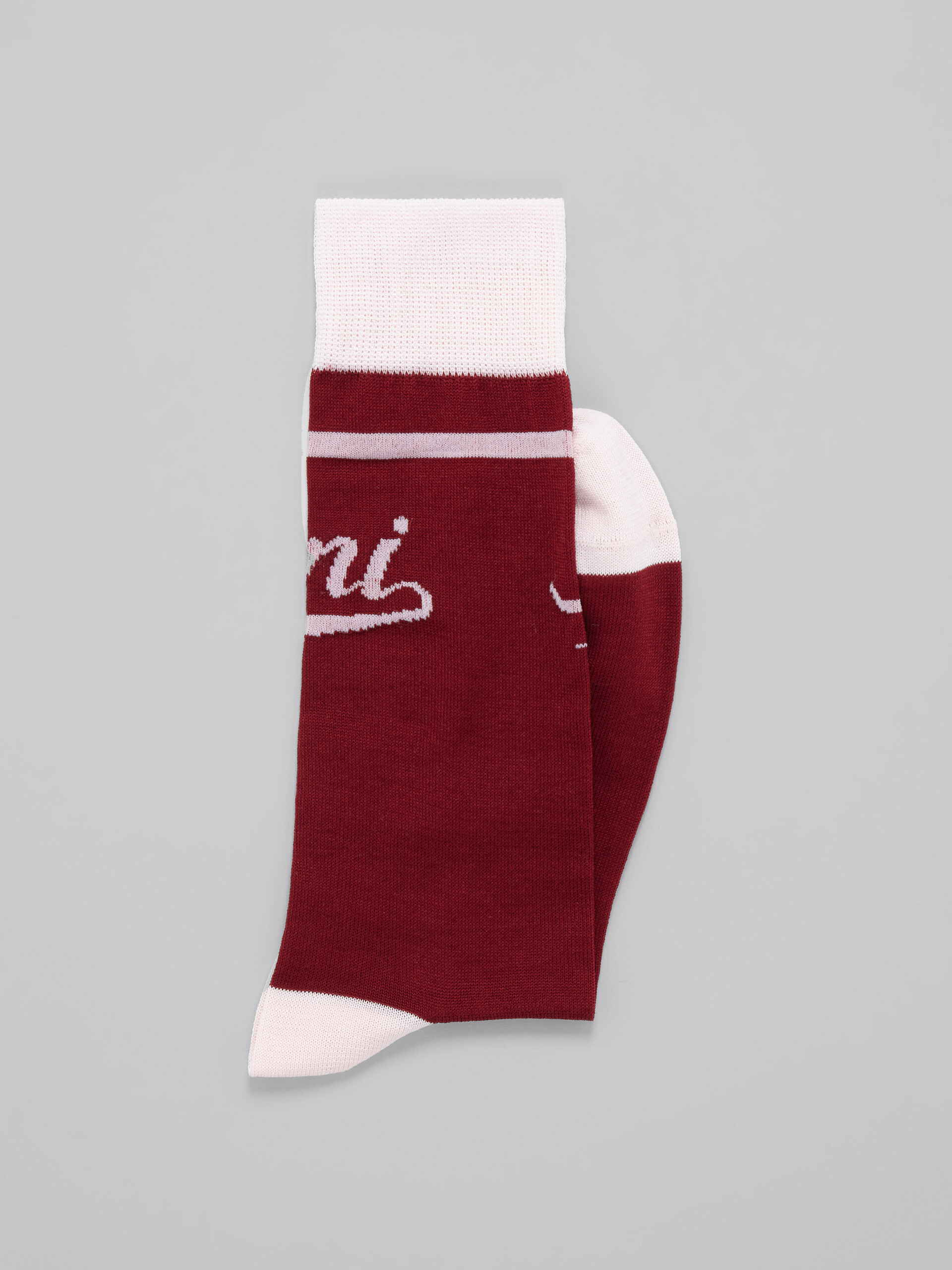 Burgundy and pink socks with logo - Socks - Image 2