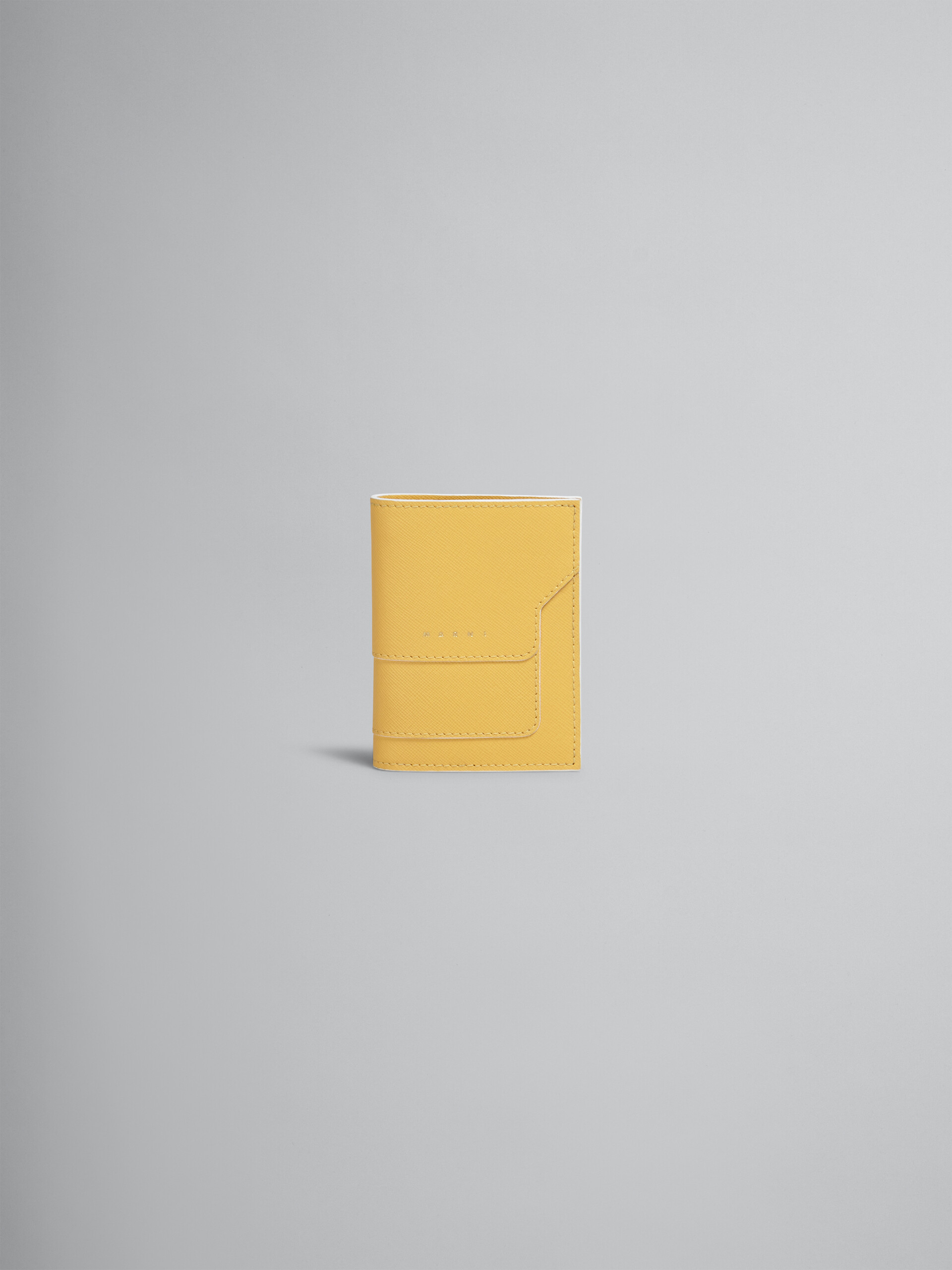 Yellow saffiano leather bi-fold wallet - Wallets - Image 1