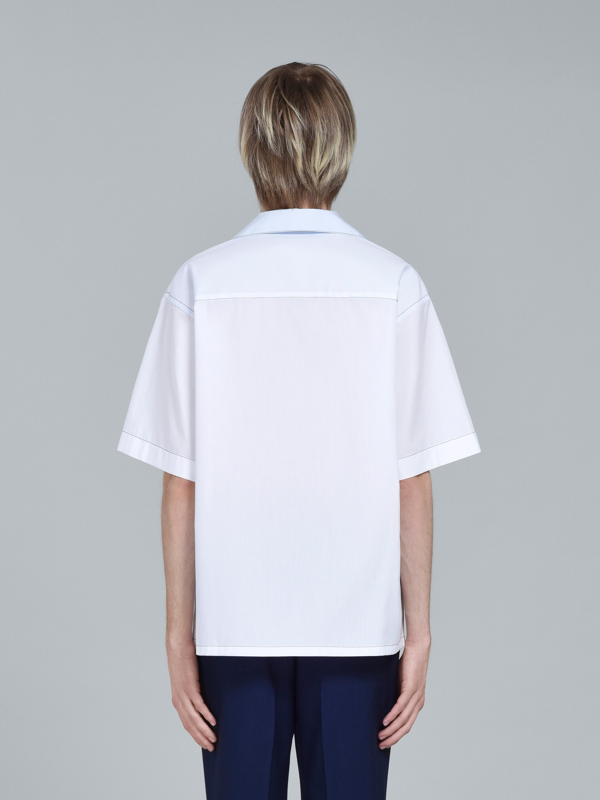 White logo print poplin bowling shirt - Shirts - Image 3