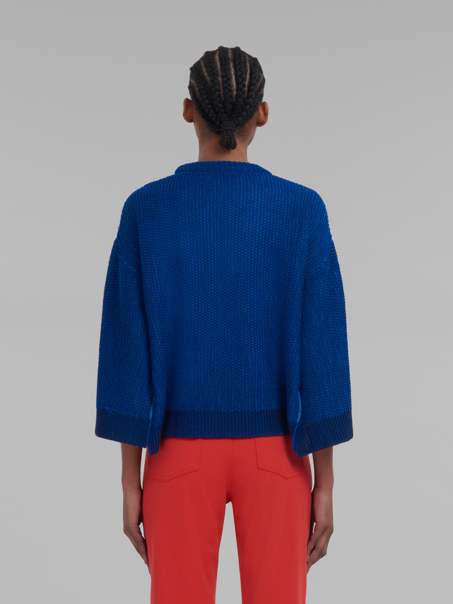 Blue cotton jumper with kimono sleeves - Pullovers - Image 3