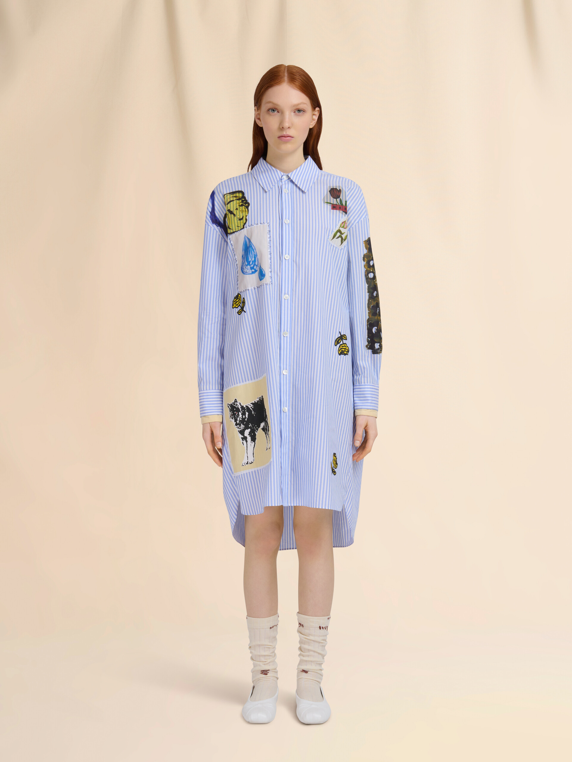 Light blue striped poplin shirt dress - Dresses - Image 2
