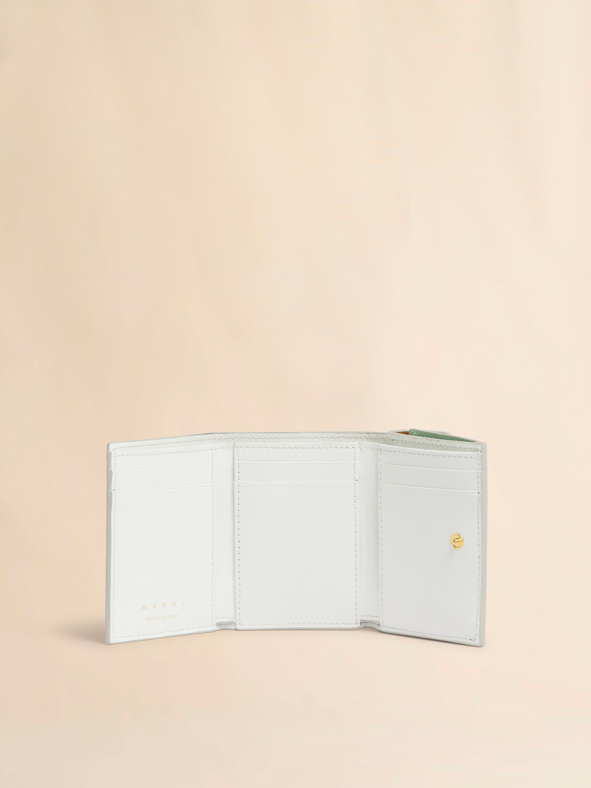 ブルー、ベージュ＆ライトブルー サフィアーノレザー製三つ折りウォレット - 財布 - Image 2