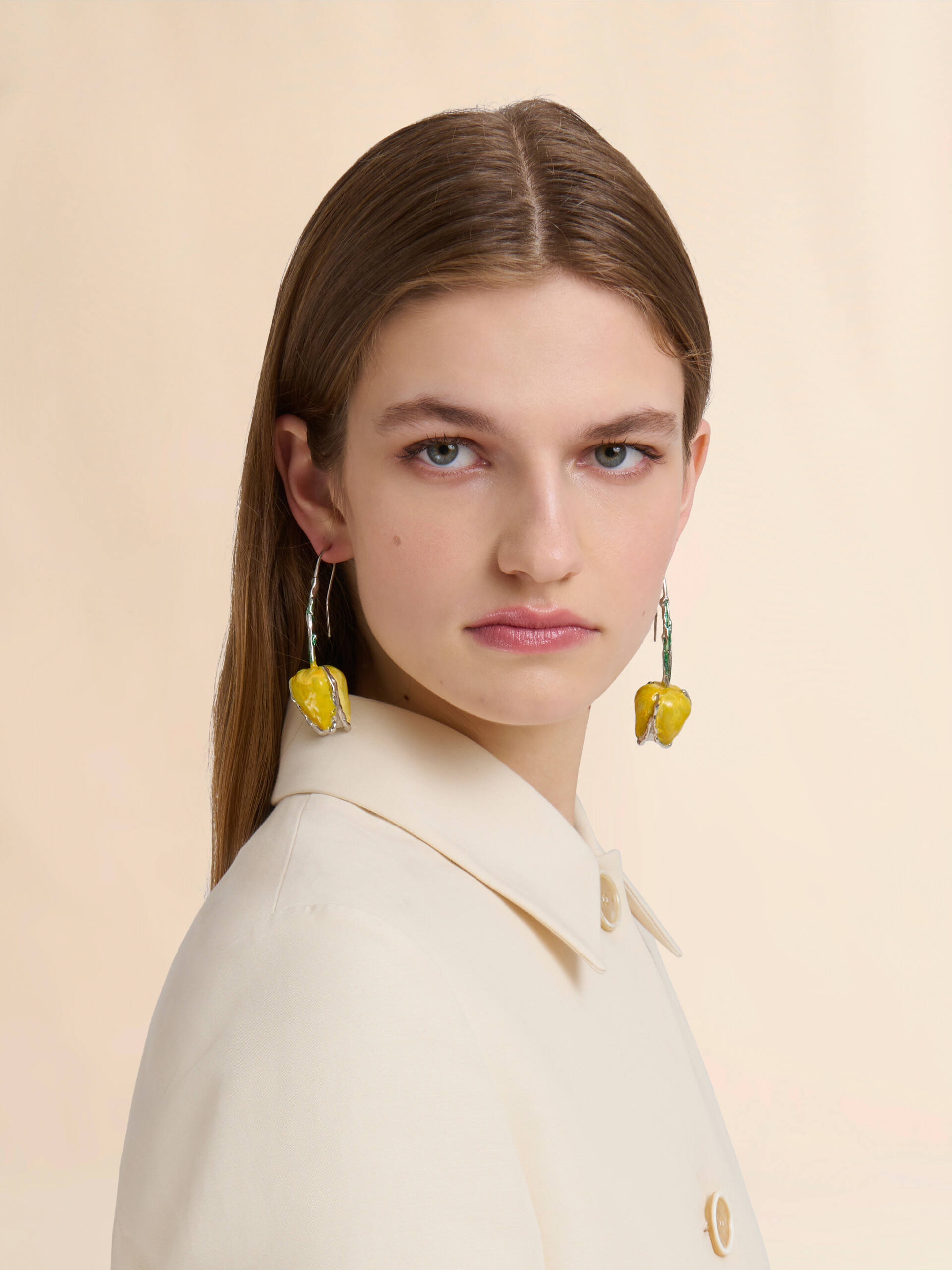Yellow enamelled Tulip earrings - Earrings - Image 2