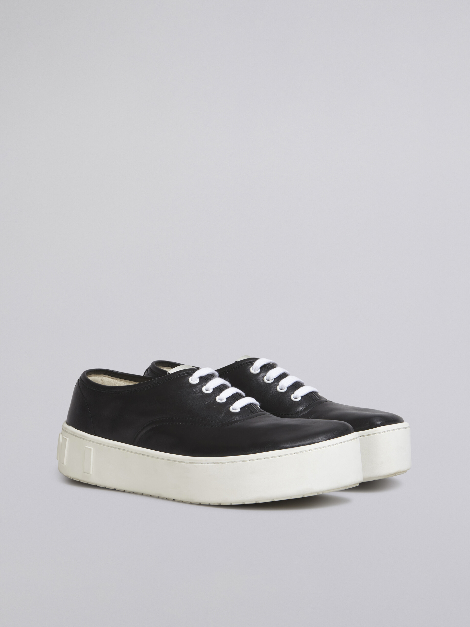 Black leather sneaker with maxi logo - Sneakers - Image 2