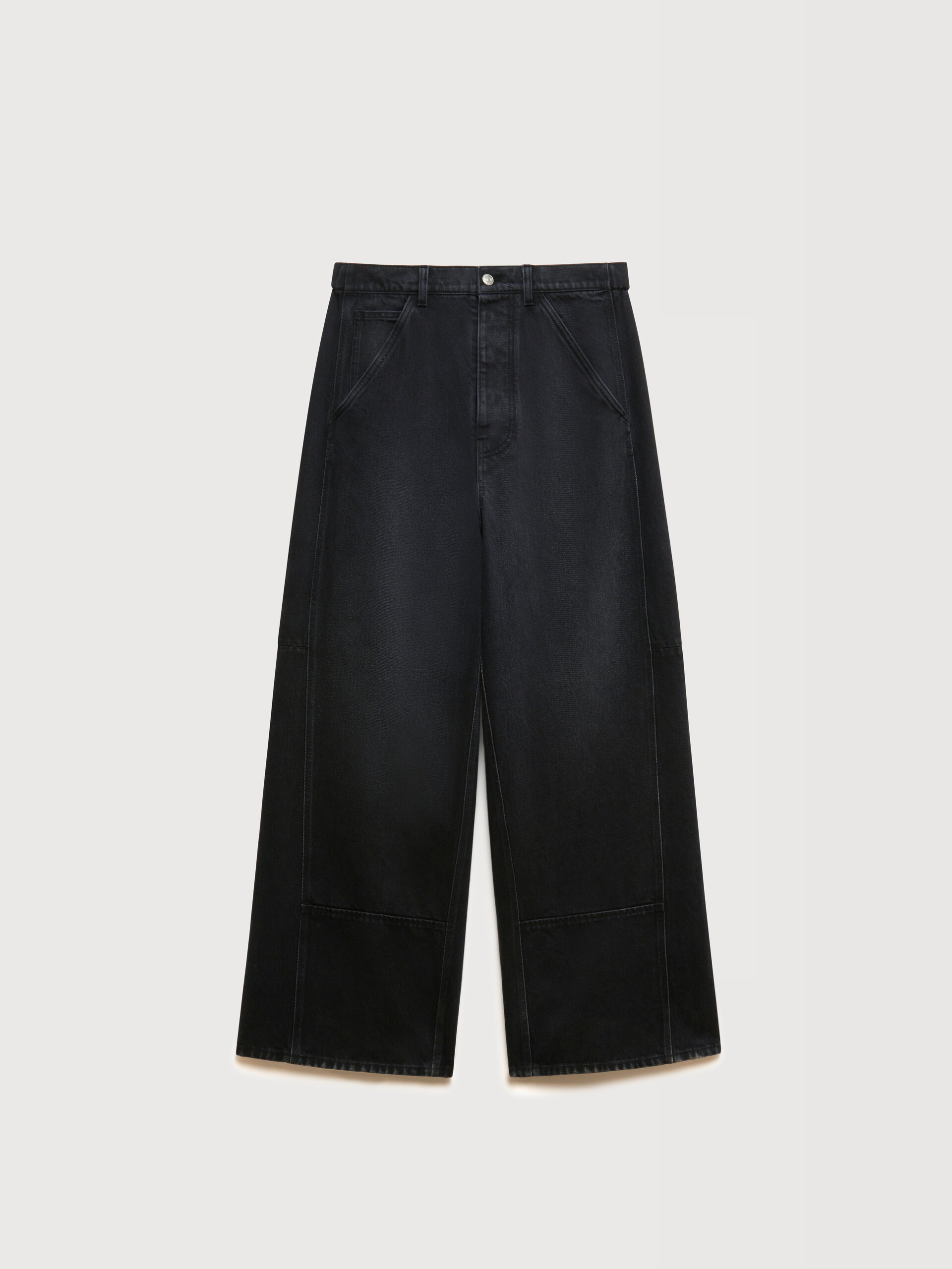 Black denim oversized workwear trousers - Pants - Image 1