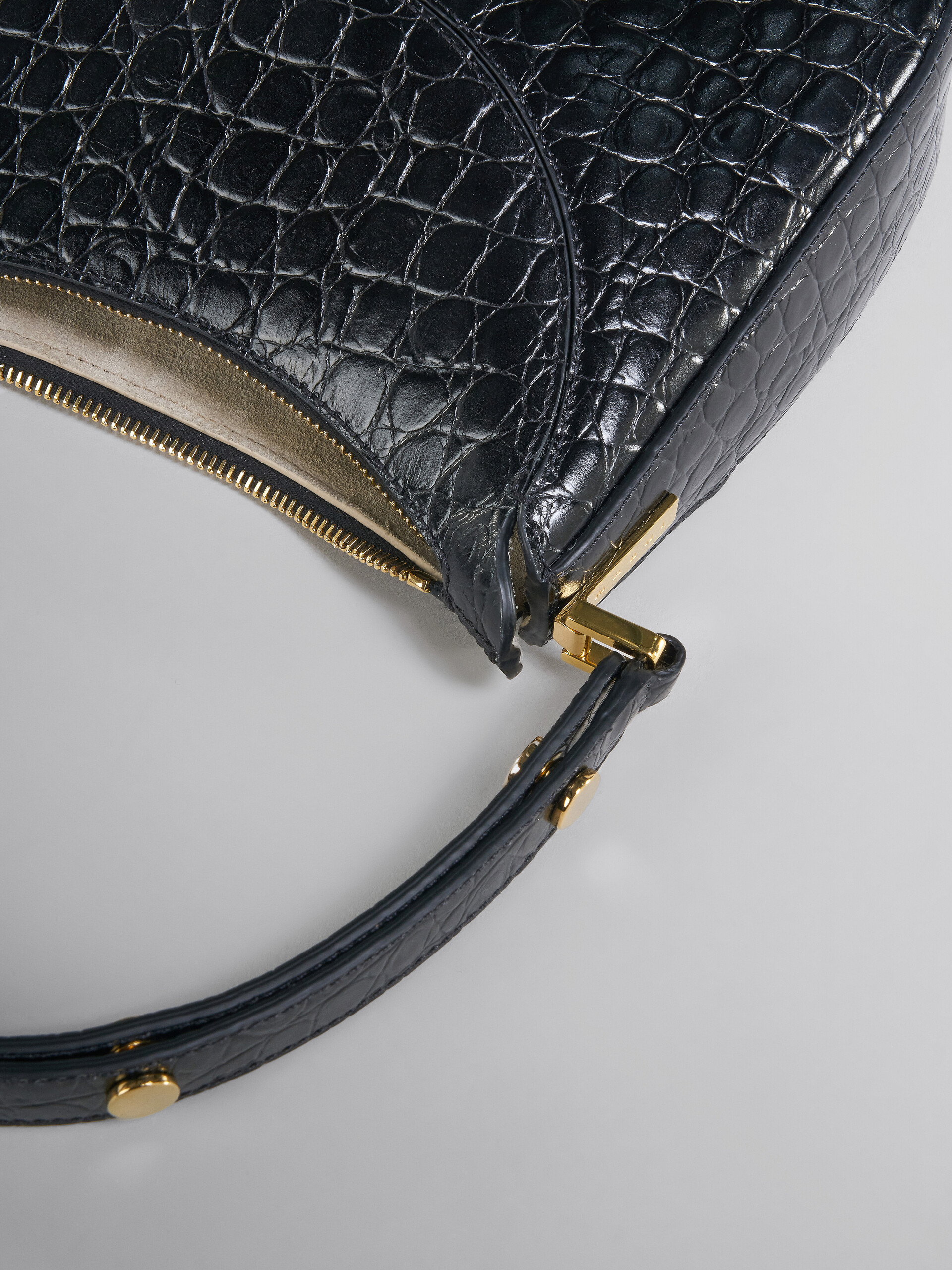 Milano Small Bag in black croco print leather - Handbag - Image 4