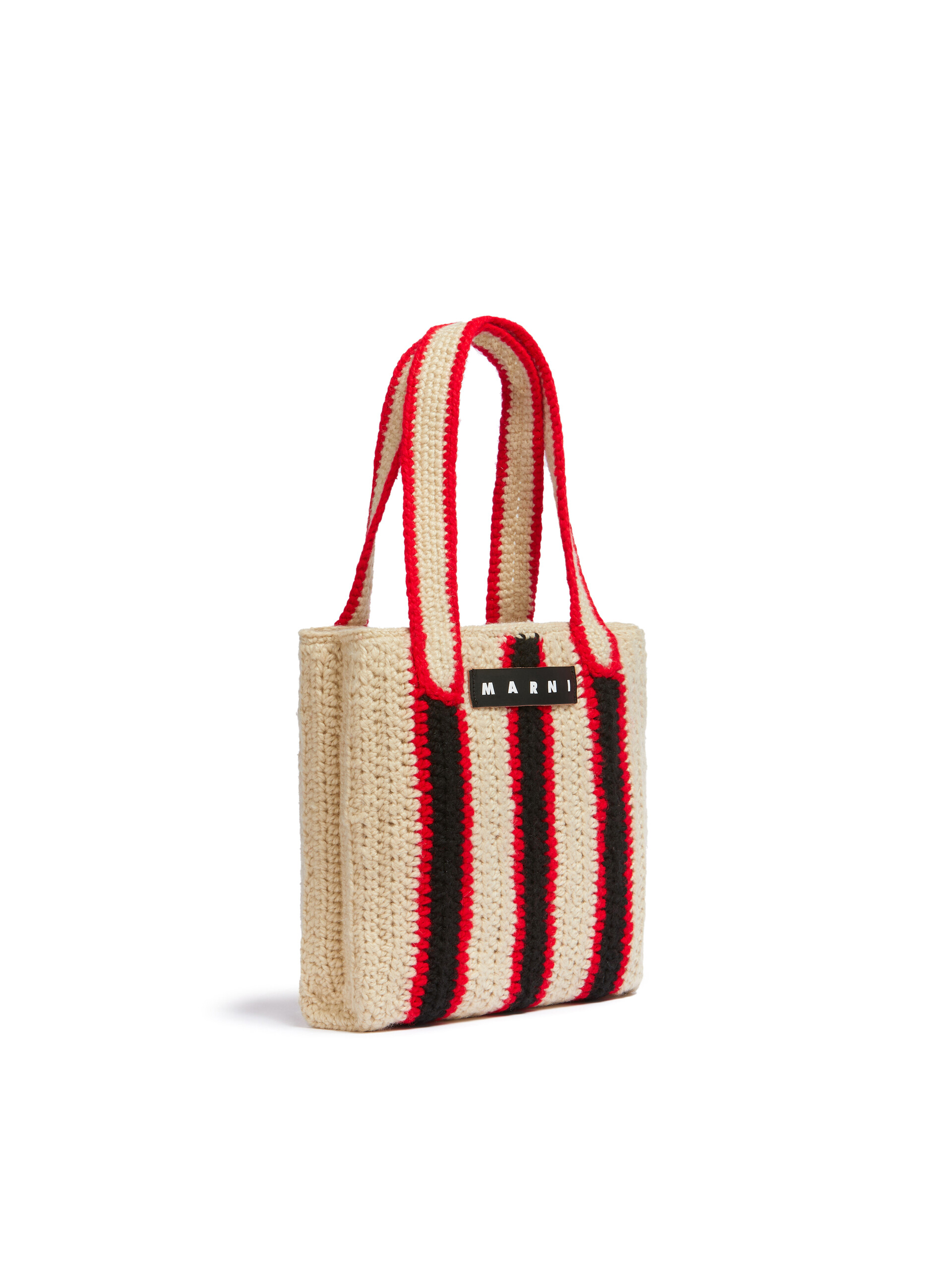 MARNI MARKET shopping bag in striped blue and red crochet - Shopping Bags - Image 2
