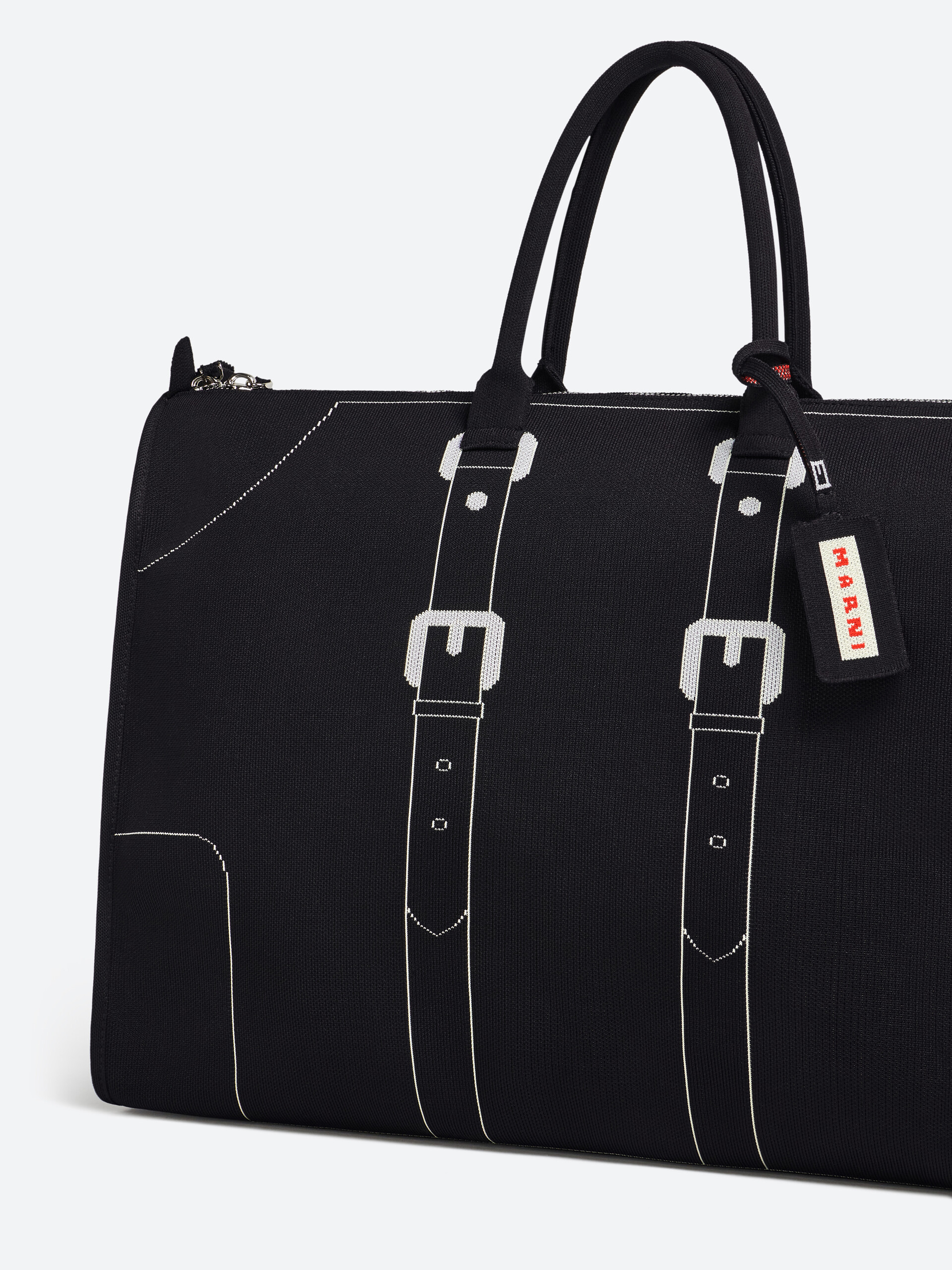 Black trompe-l'œil jacquard travel bag - Travelling Bag - Image 5