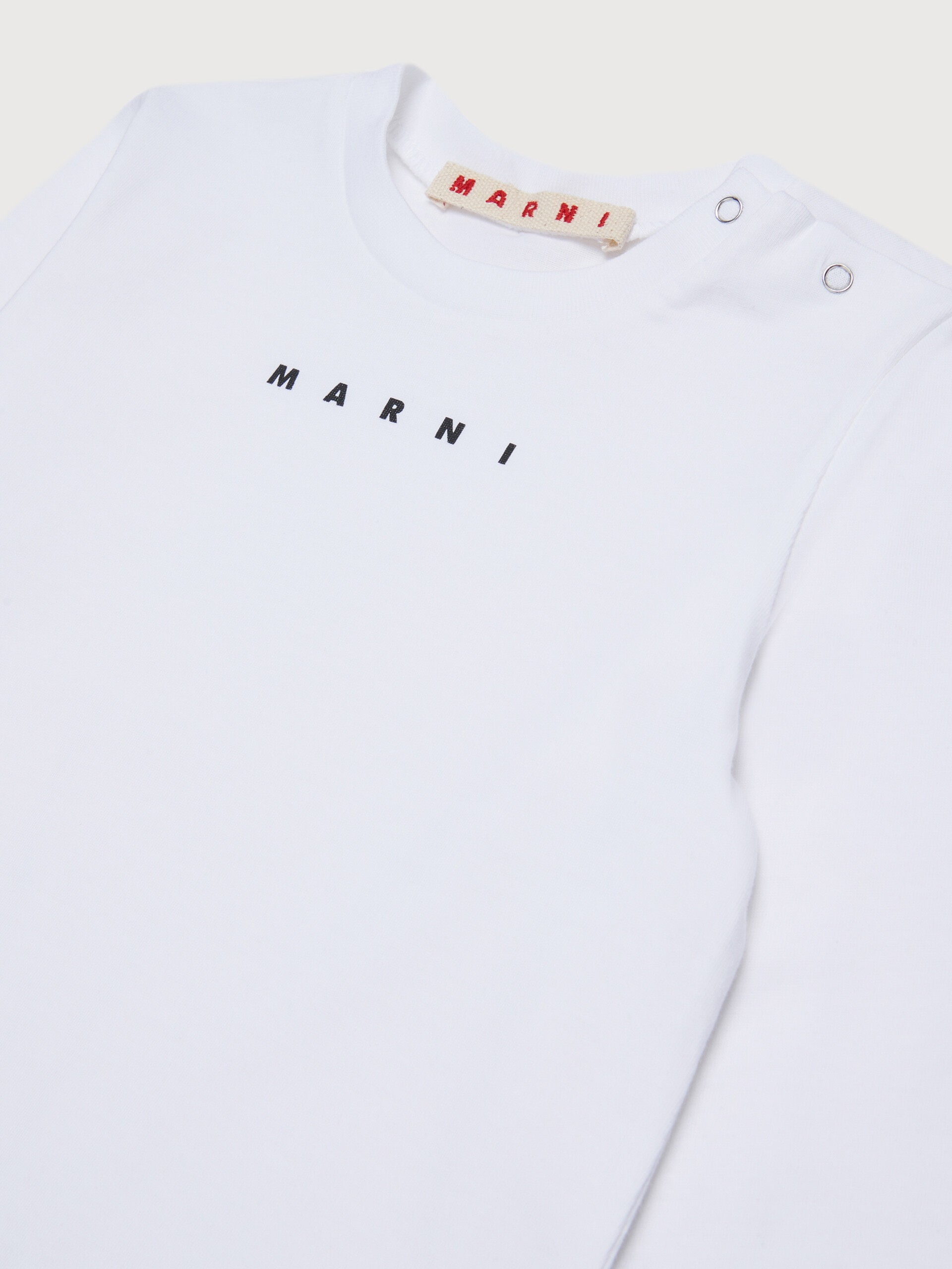Off-white long-sleeved cotton T-shirt with Marni logo - T-shirts - Image 3