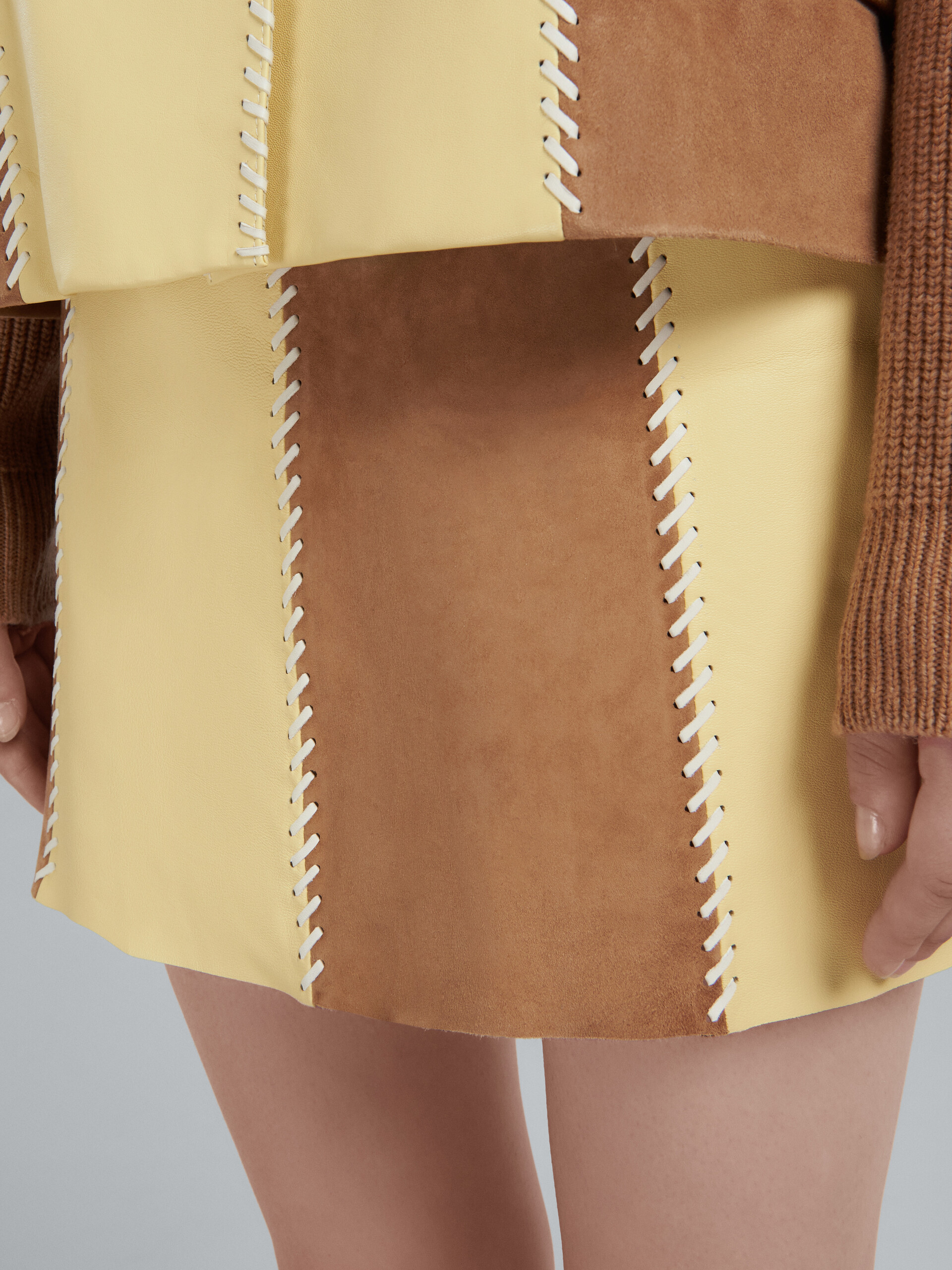 Brown nappa and suede skirt - Skirts - Image 4