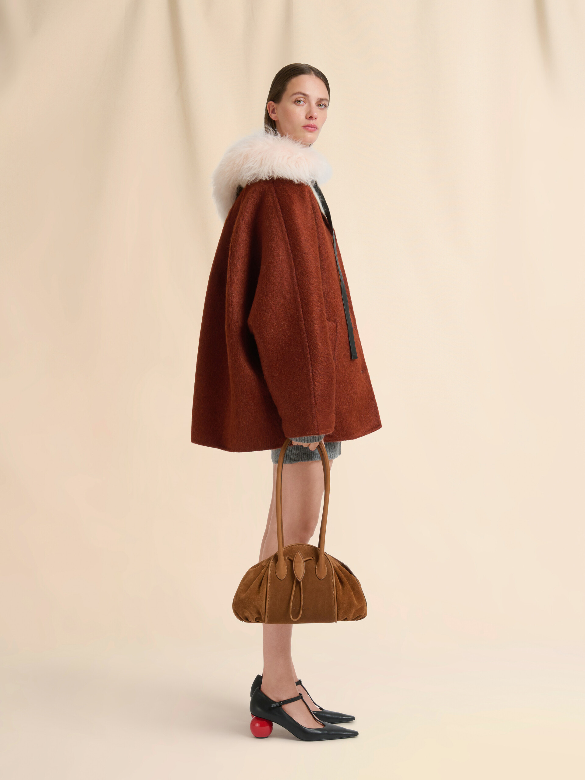 Brown Suede Tulipea Shoulder bag - Shopping Bags - Image 2