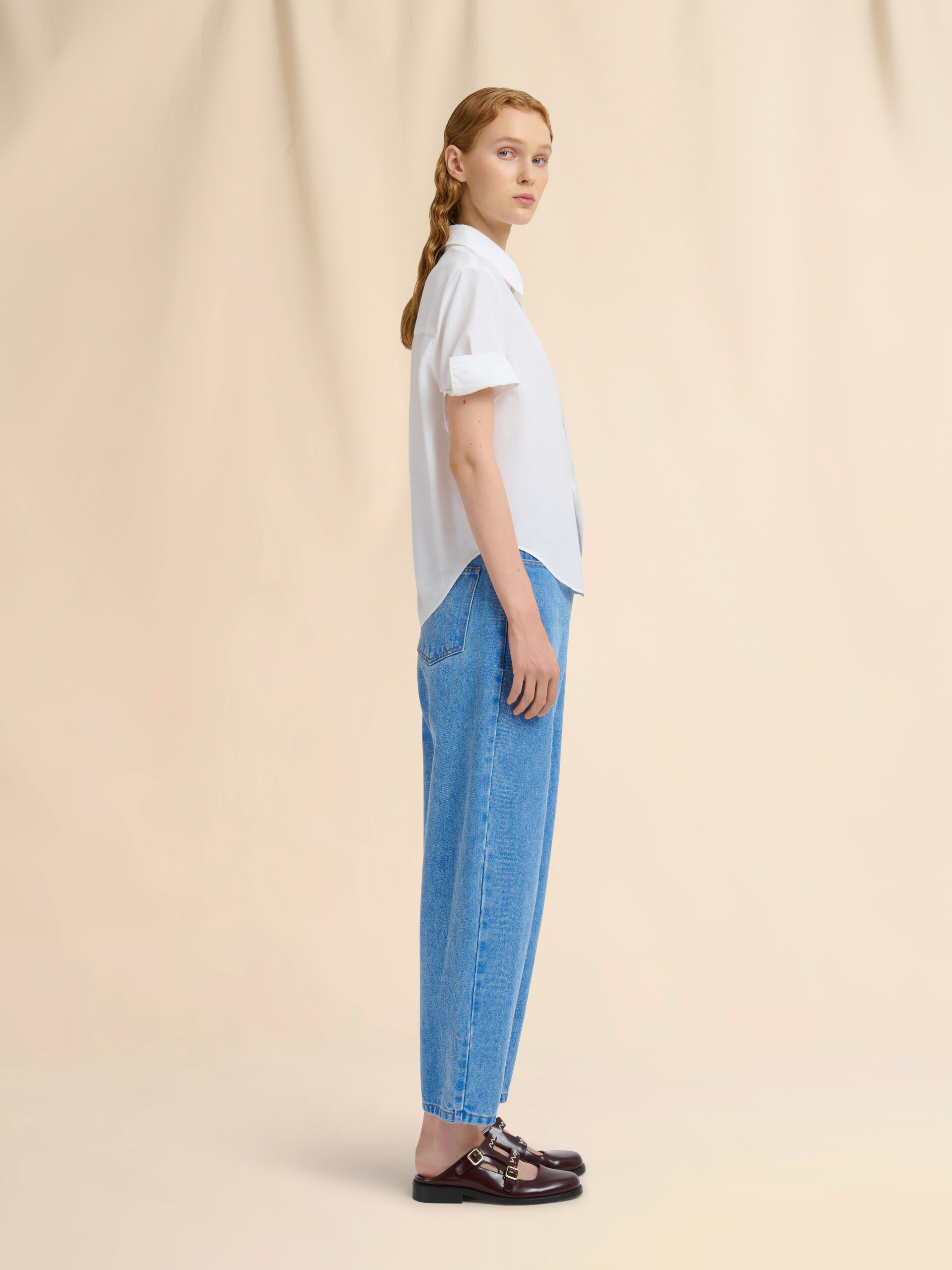 ブルー オーガニックデニム製 キャロットジーンズ - パンツ - Image 6