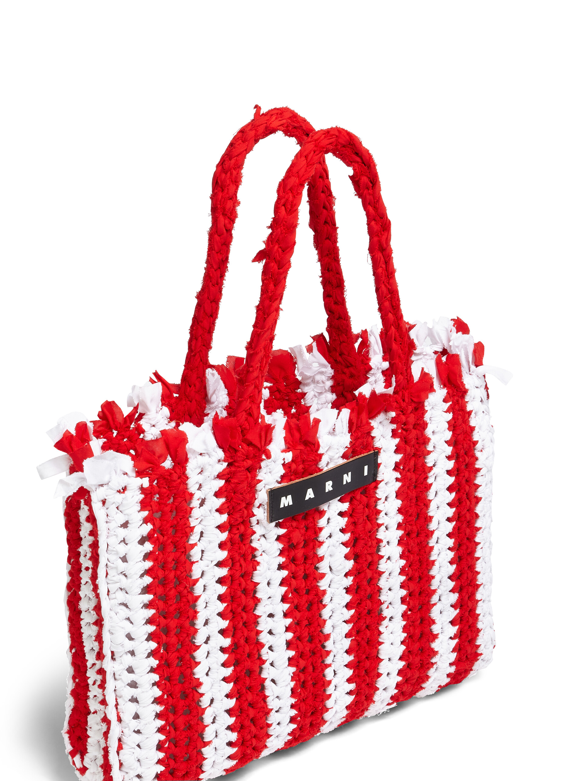 MARNI MARKET bag in white and red cotton - Bags - Image 4