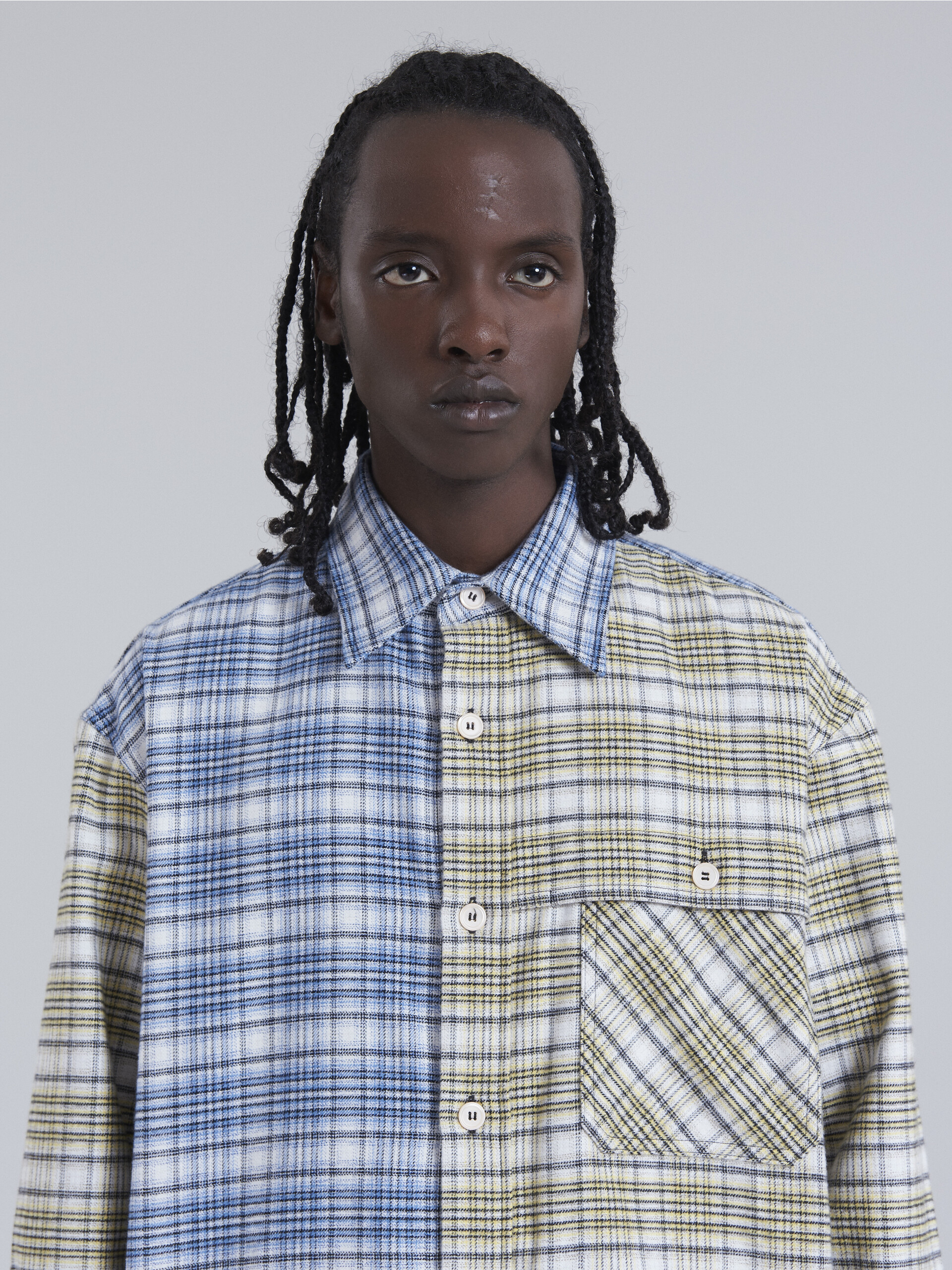 Flannel shirt with colour block check pattern - Shirts - Image 4