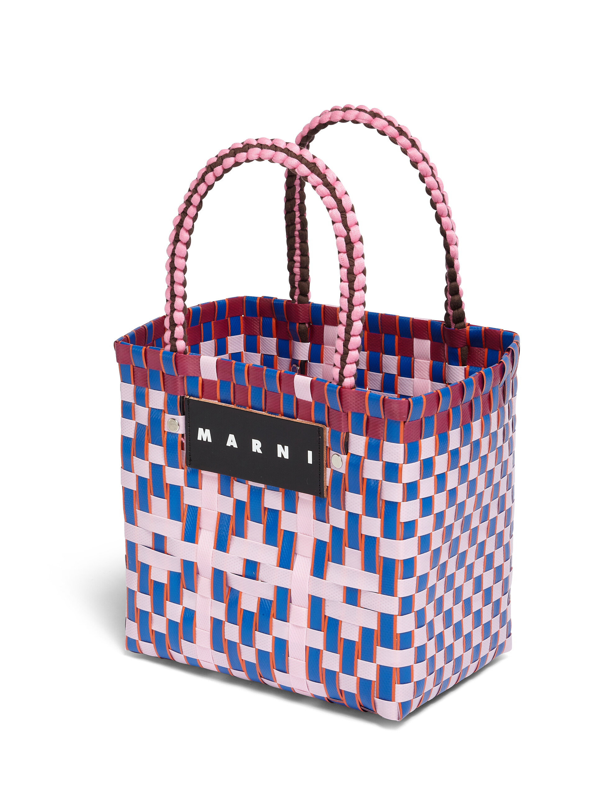 MARNI MARKET BASKET bag in pink diamond woven material - Bags - Image 4