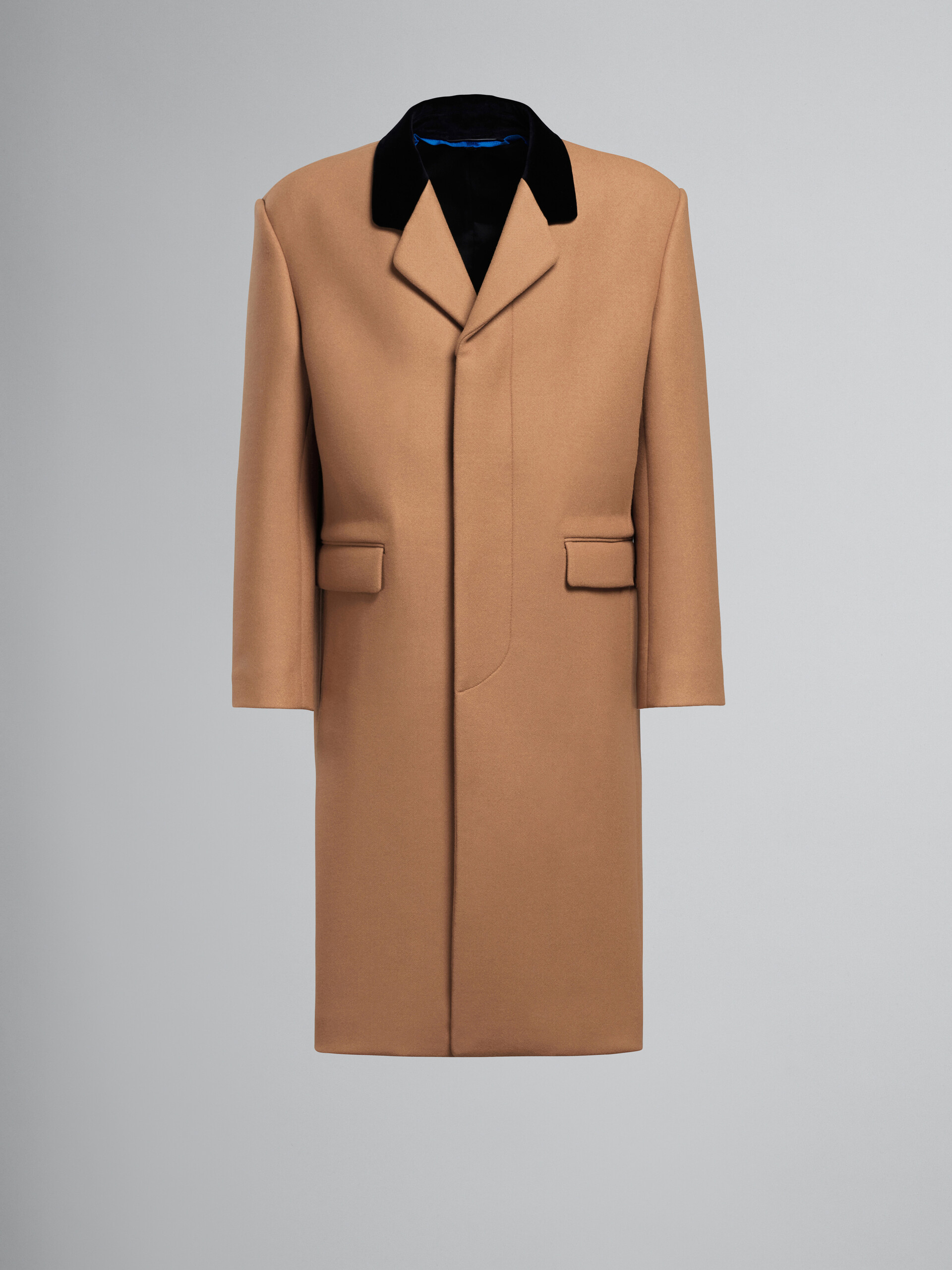 Brauner Mantel aus Wolle mit Samtkragen - Mäntel - Image 1