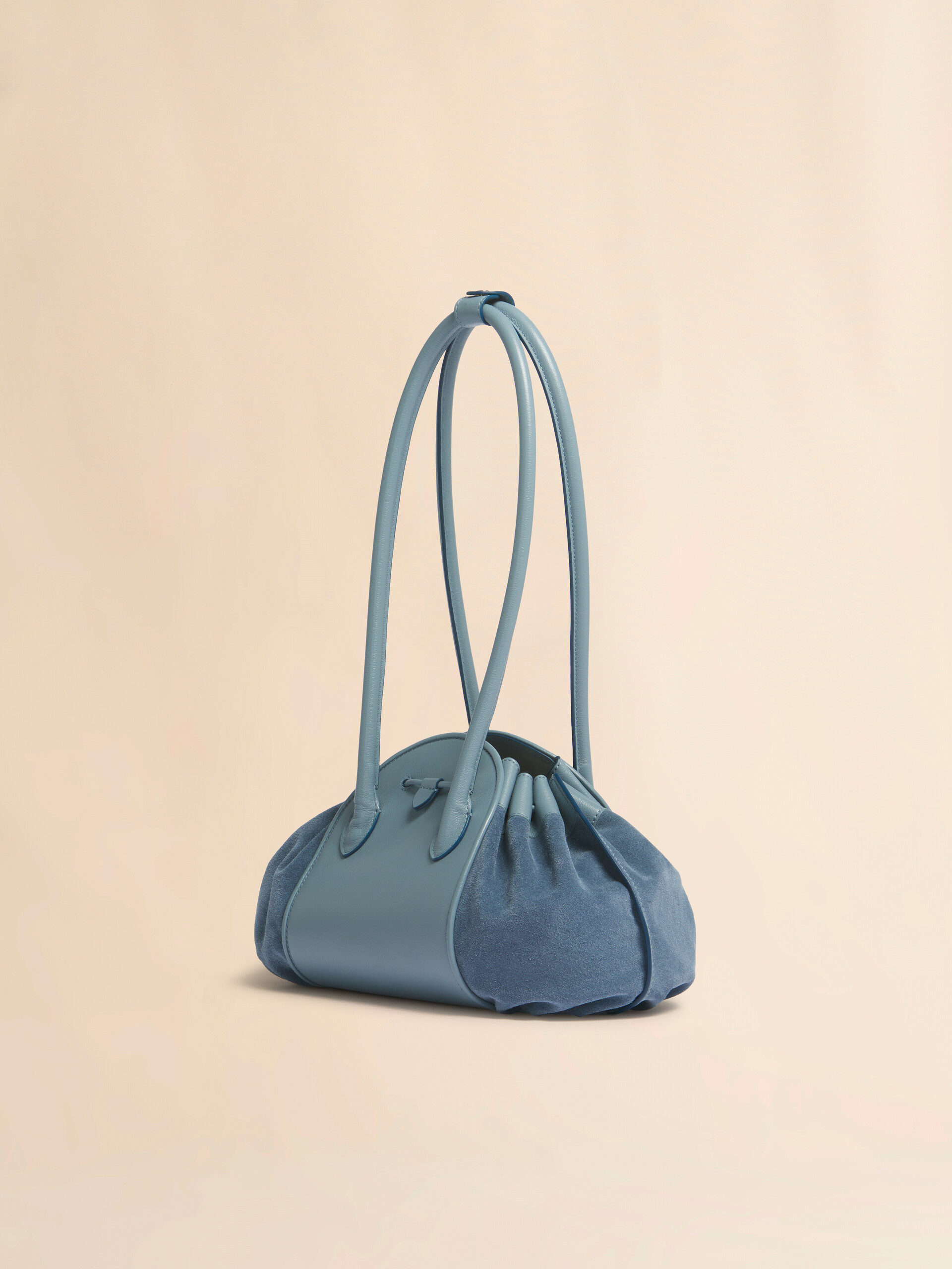 Blue leather and suede Tulipea shoulder bag - Shopping Bags - Image 3