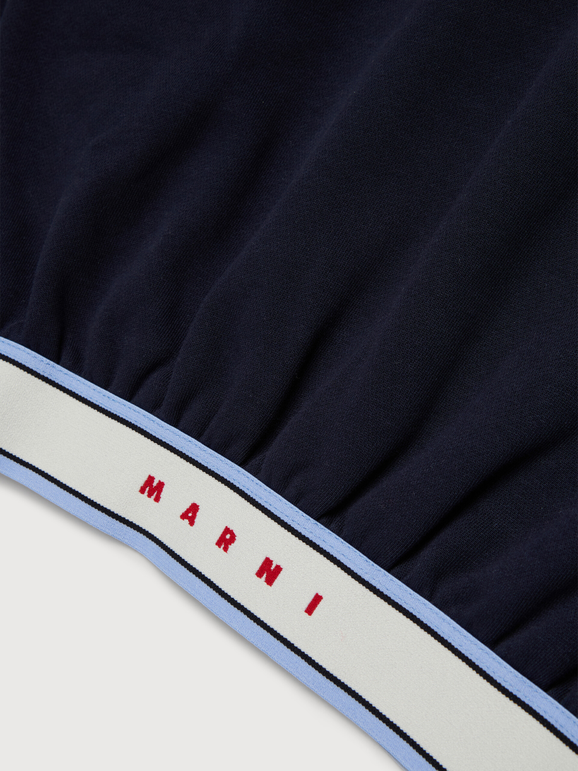 Dark blue cotton hoodie with elasticated logo band - Sweaters - Image 4