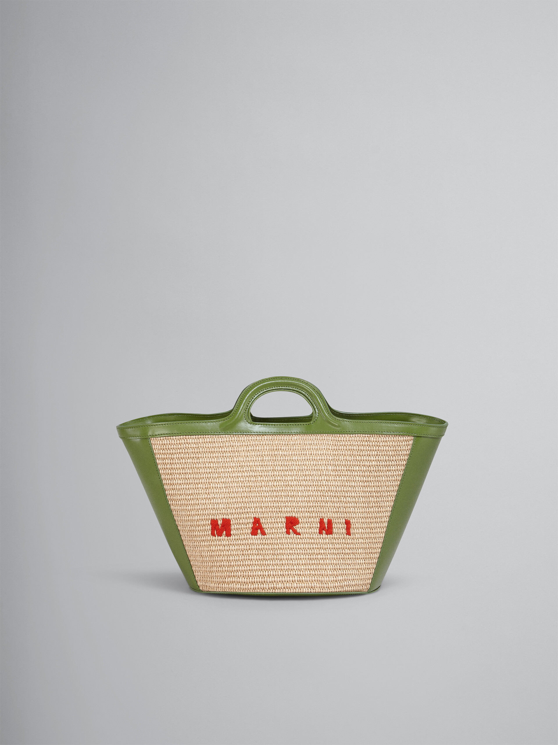 TROPICALIA small bag in green leather and raffia - Handbag - Image 1