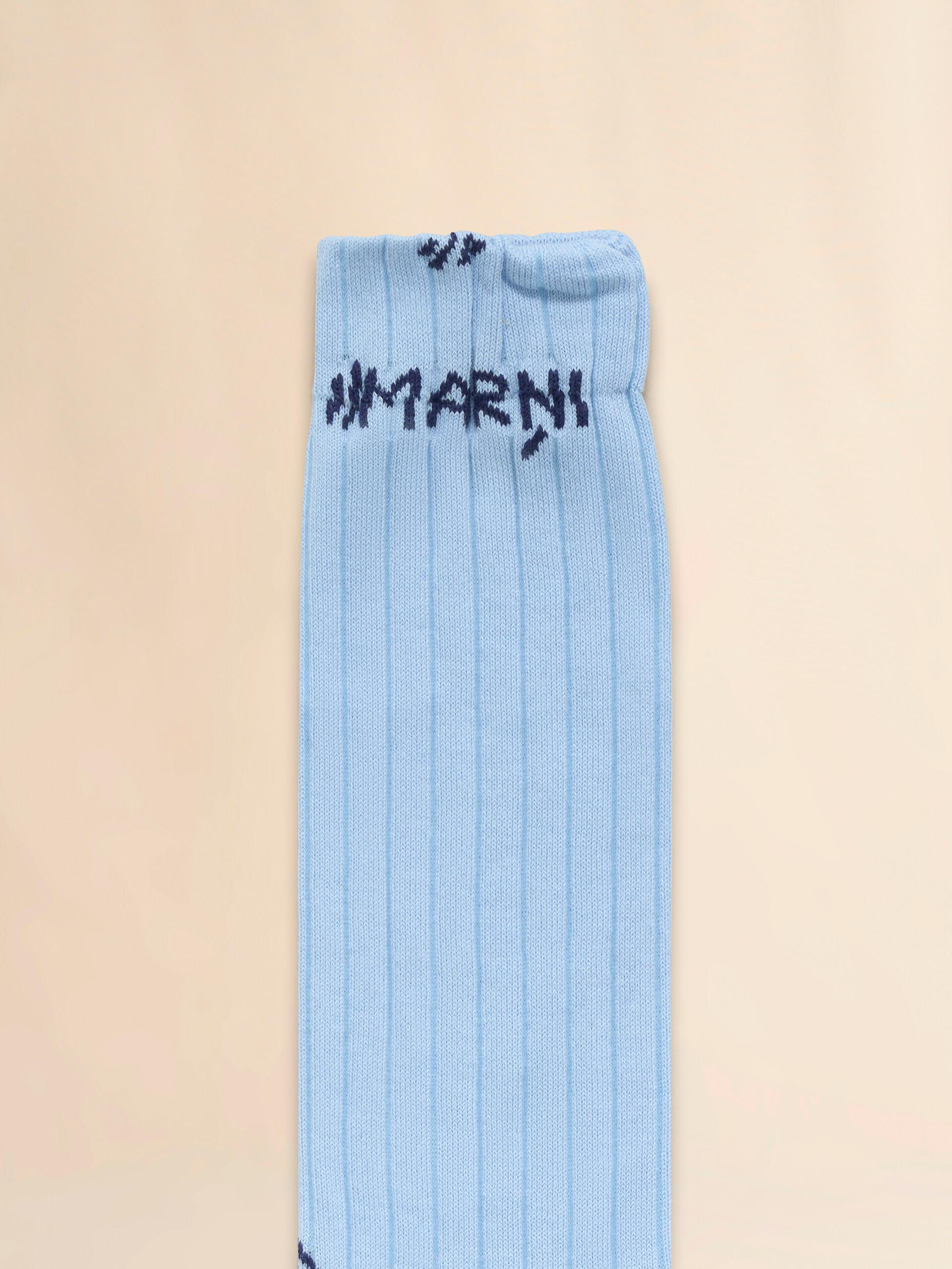 Light blue ribbed cotton socks with Marni Mending - Socks - Image 3