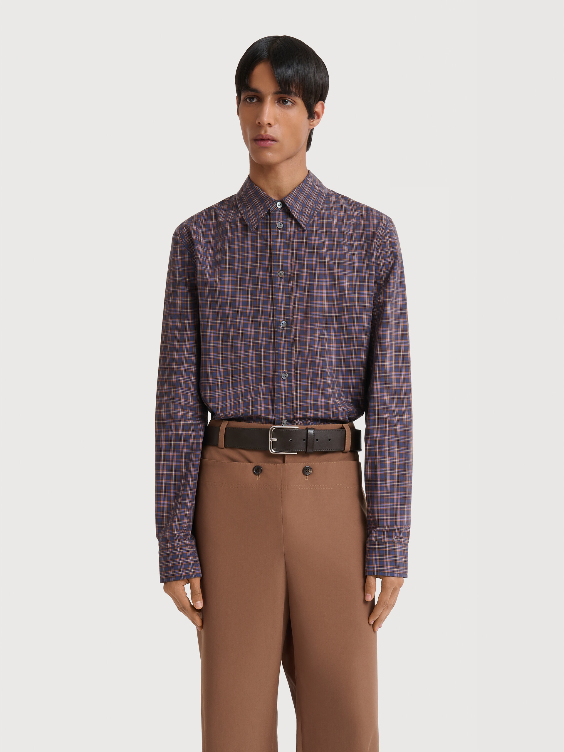 Blue checked cotton shirt - Shirts - Image 2