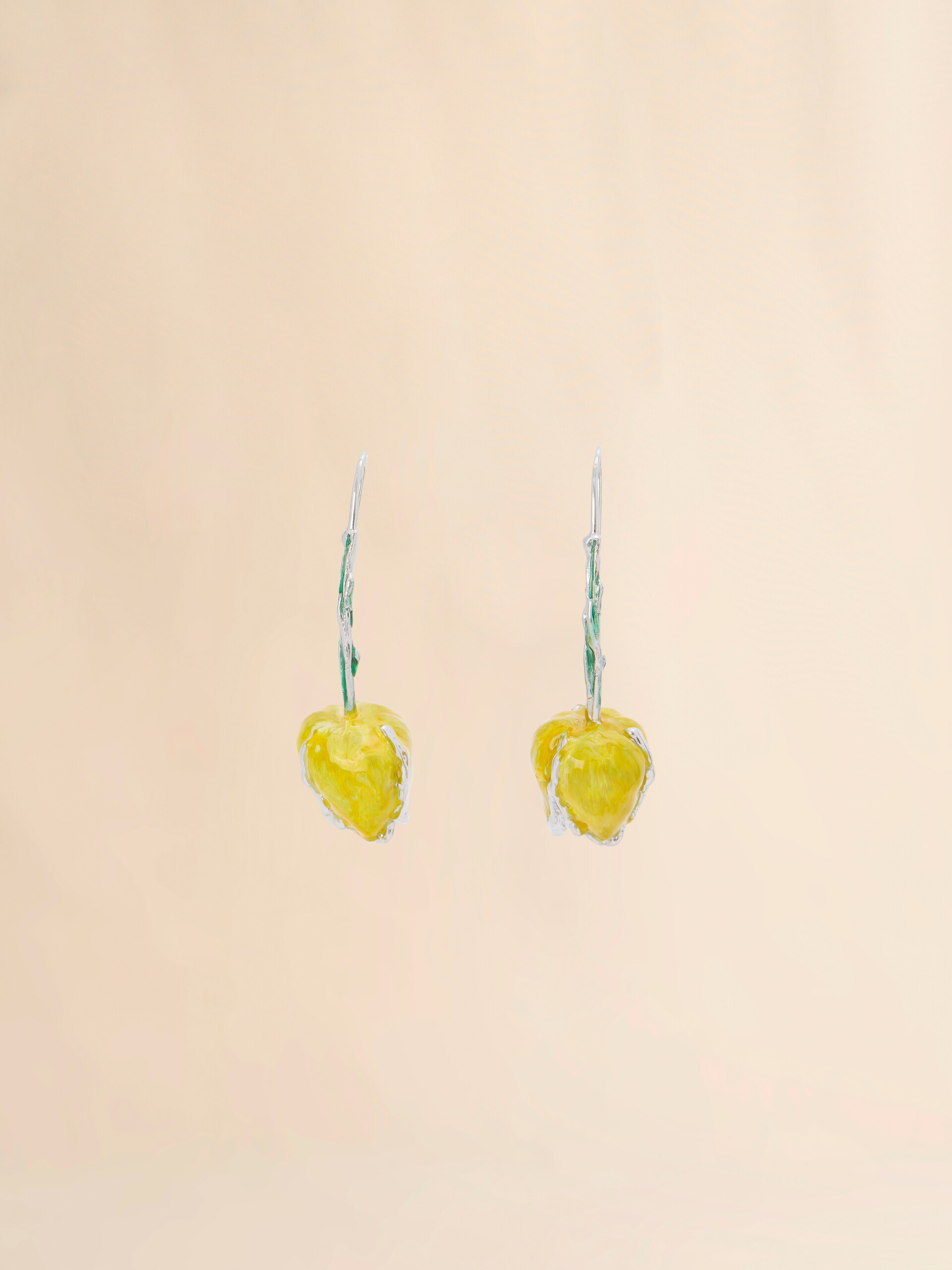 Yellow enamelled Tulip earrings - Earrings - Image 1