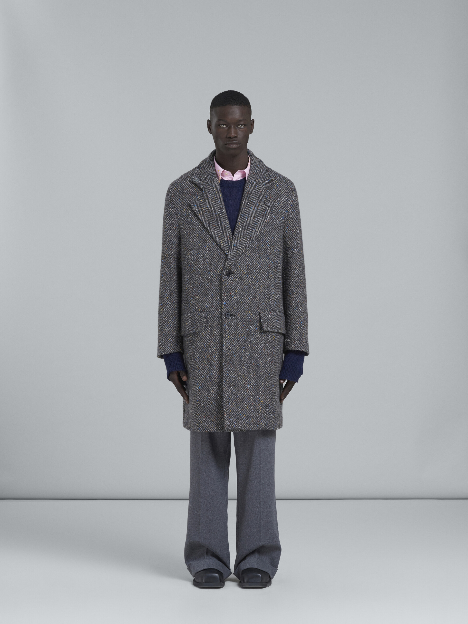 Grey chevron wool coat - Coat - Image 2