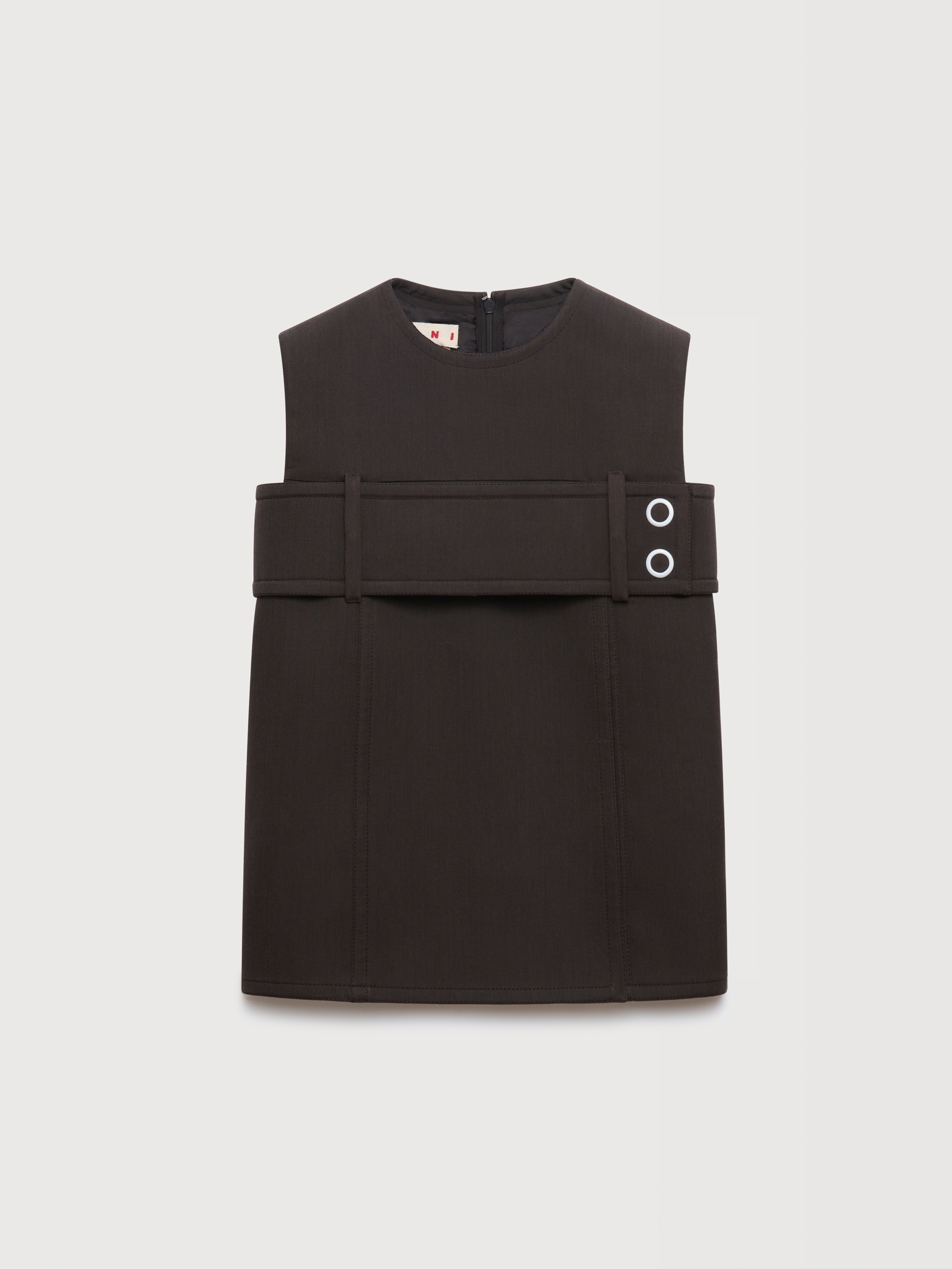 Brown wool top with belted bust - Shirts - Image 1