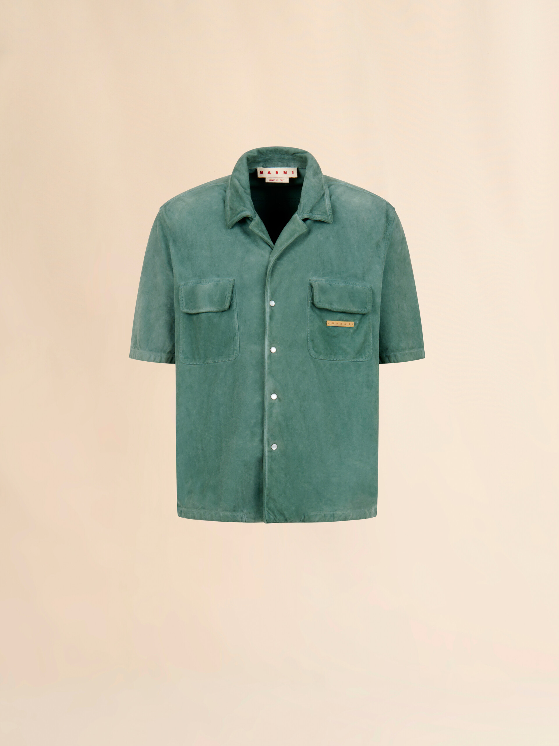 Green suede shirt with pockets - Shirts - Image 1