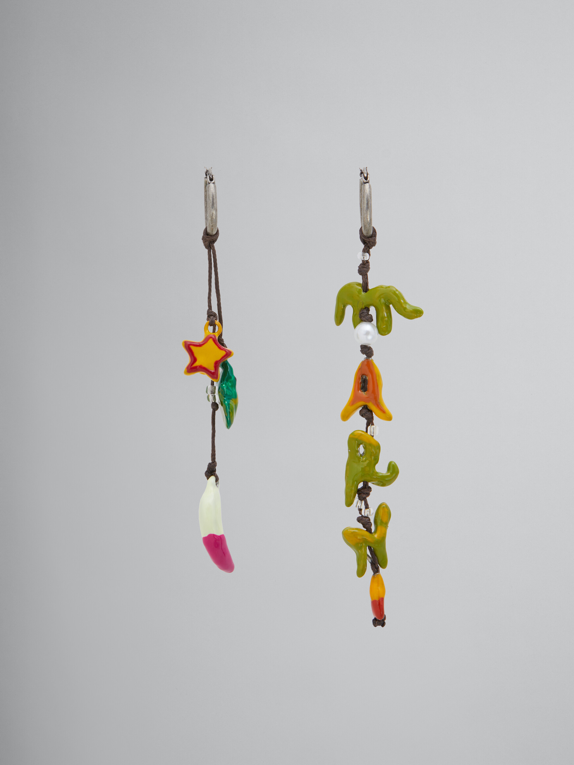 Marni x No Vacancy Inn - Earrings with green red and yellow pendants - Earrings - Image 1