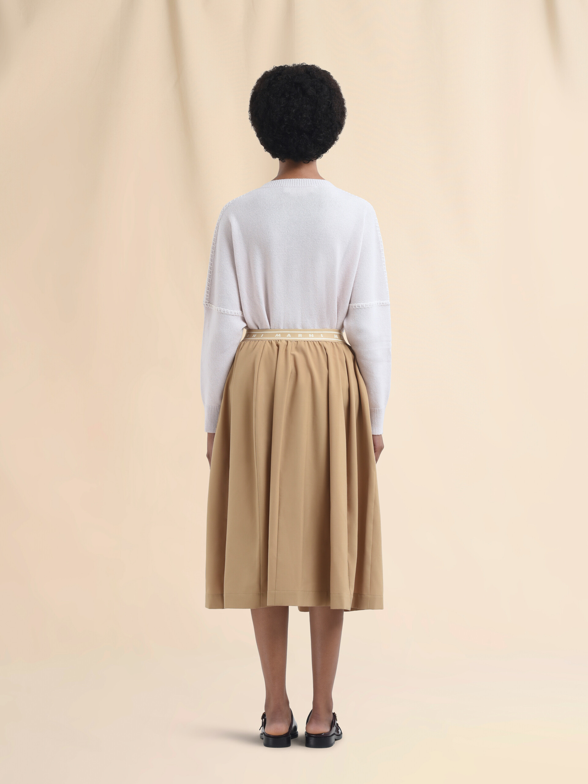 Beige wool blend midi skirt with Marni Symbol - Skirts - Image 3