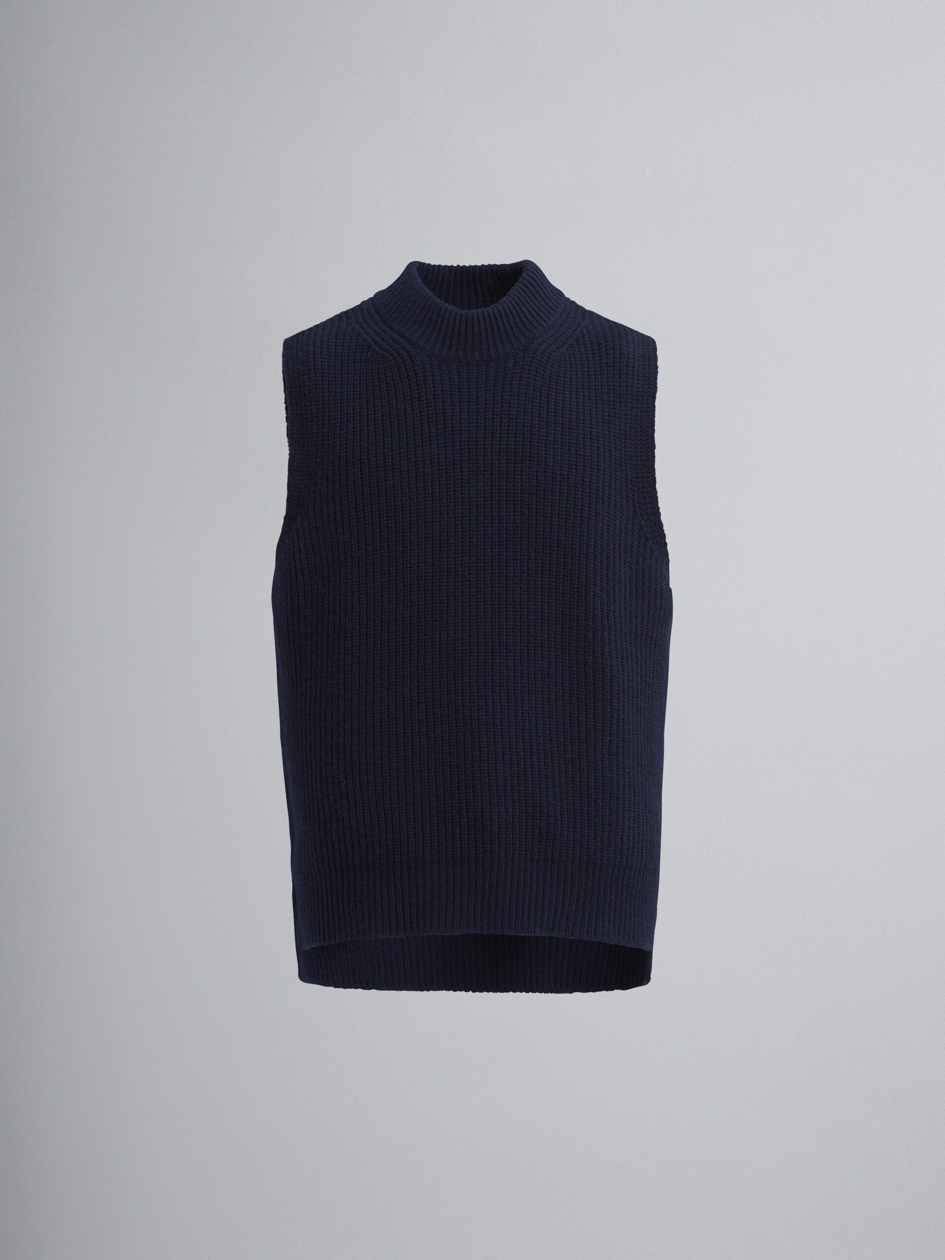 Asymmetric carded wool vest - Pullovers - Image 1