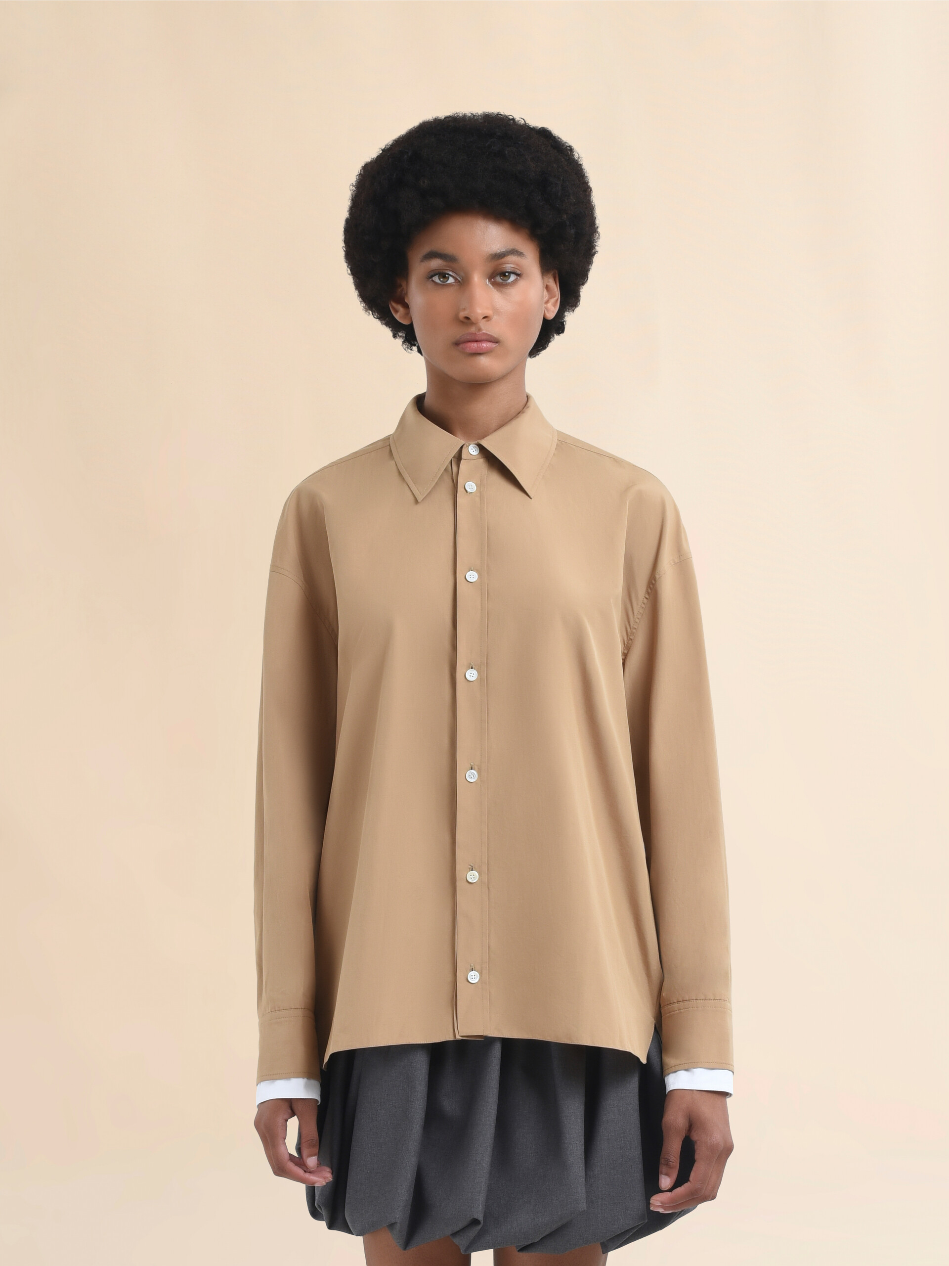 Beige organic cotton shirt with Marni Symbol - Shirts - Image 2
