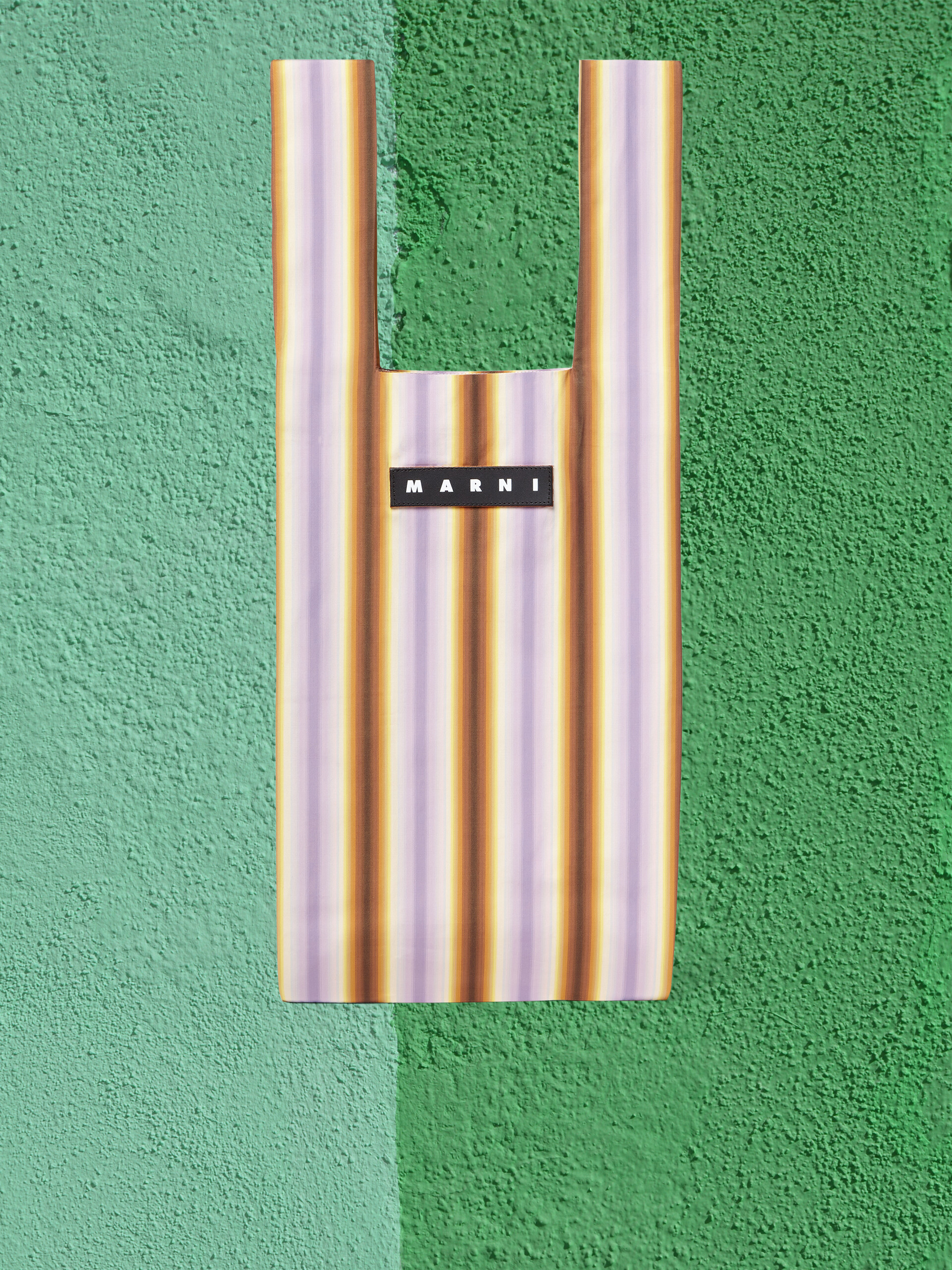 MARNI MARKET cotton shopping bag with pink and orange stripes - Shopping Bags - Image 1