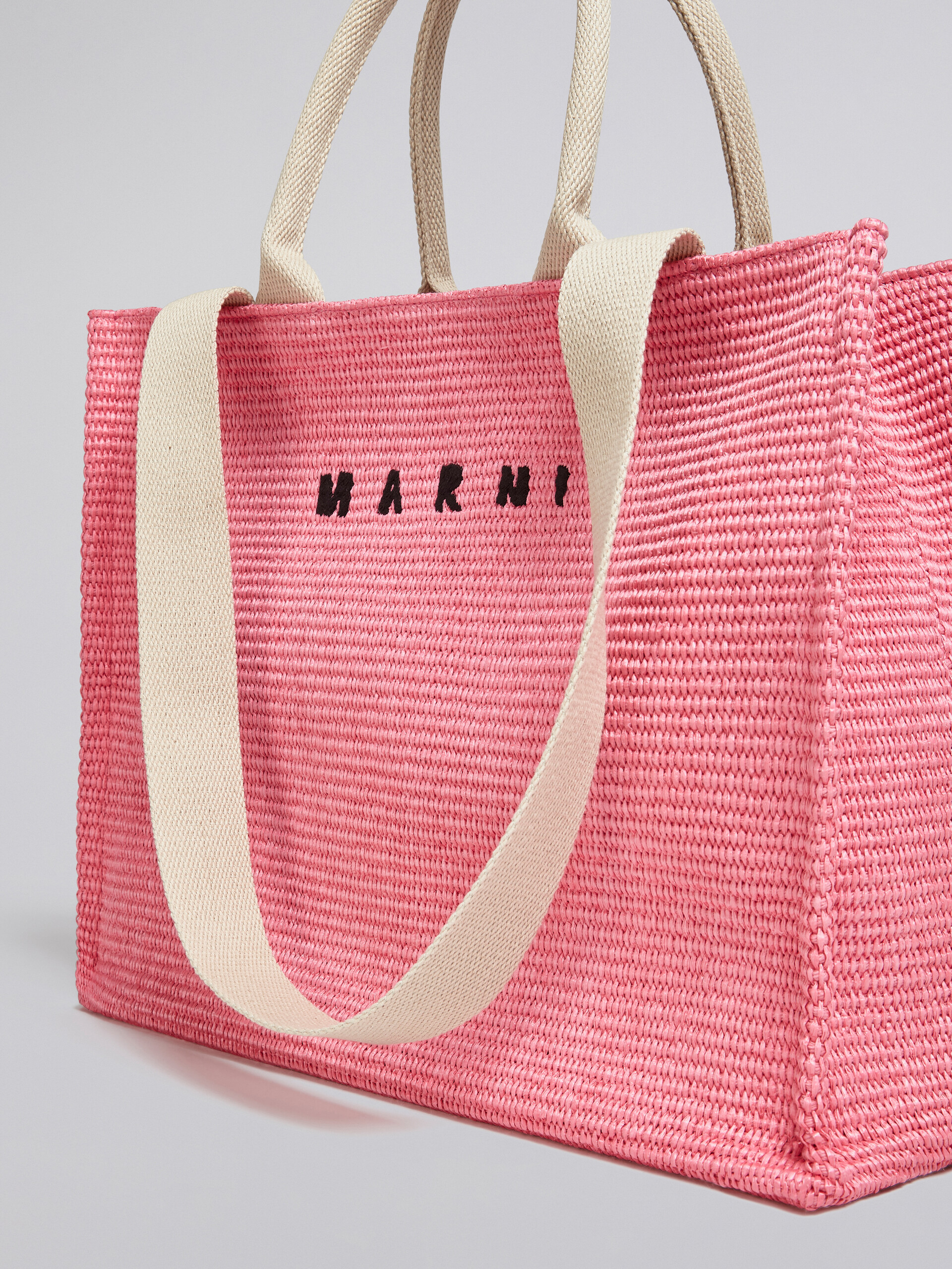 Large pink raffia tote bag - Shopping Bags - Image 4