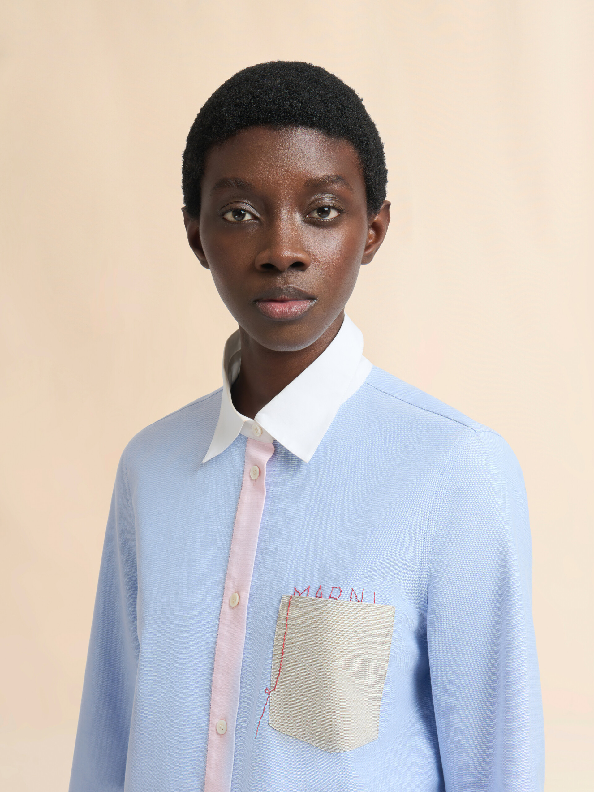 Blue cotton baby shirt with handstitched Marni logo - Shirts - Image 4