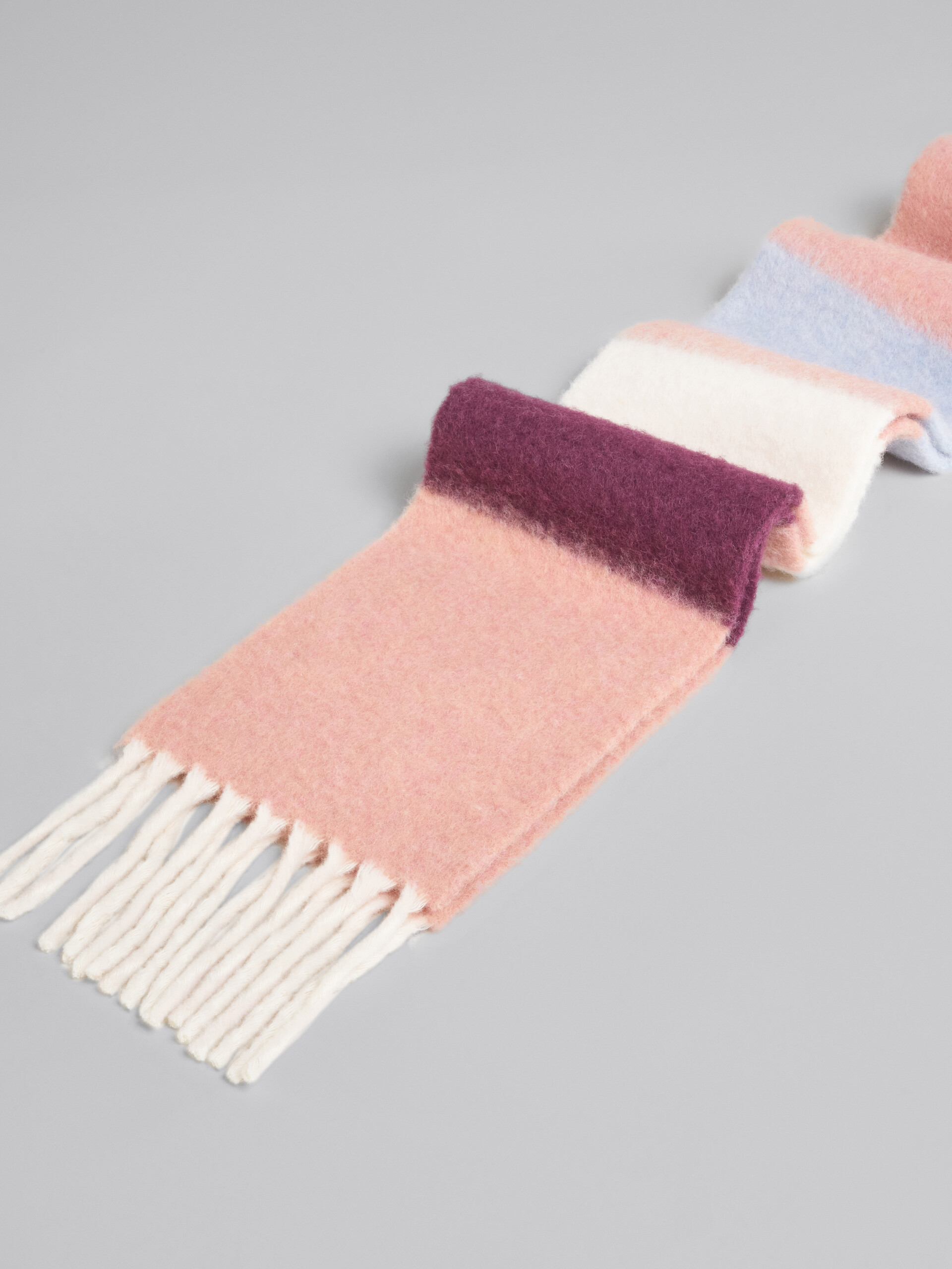 ピンク アルパカ製ストライプスカーフ
