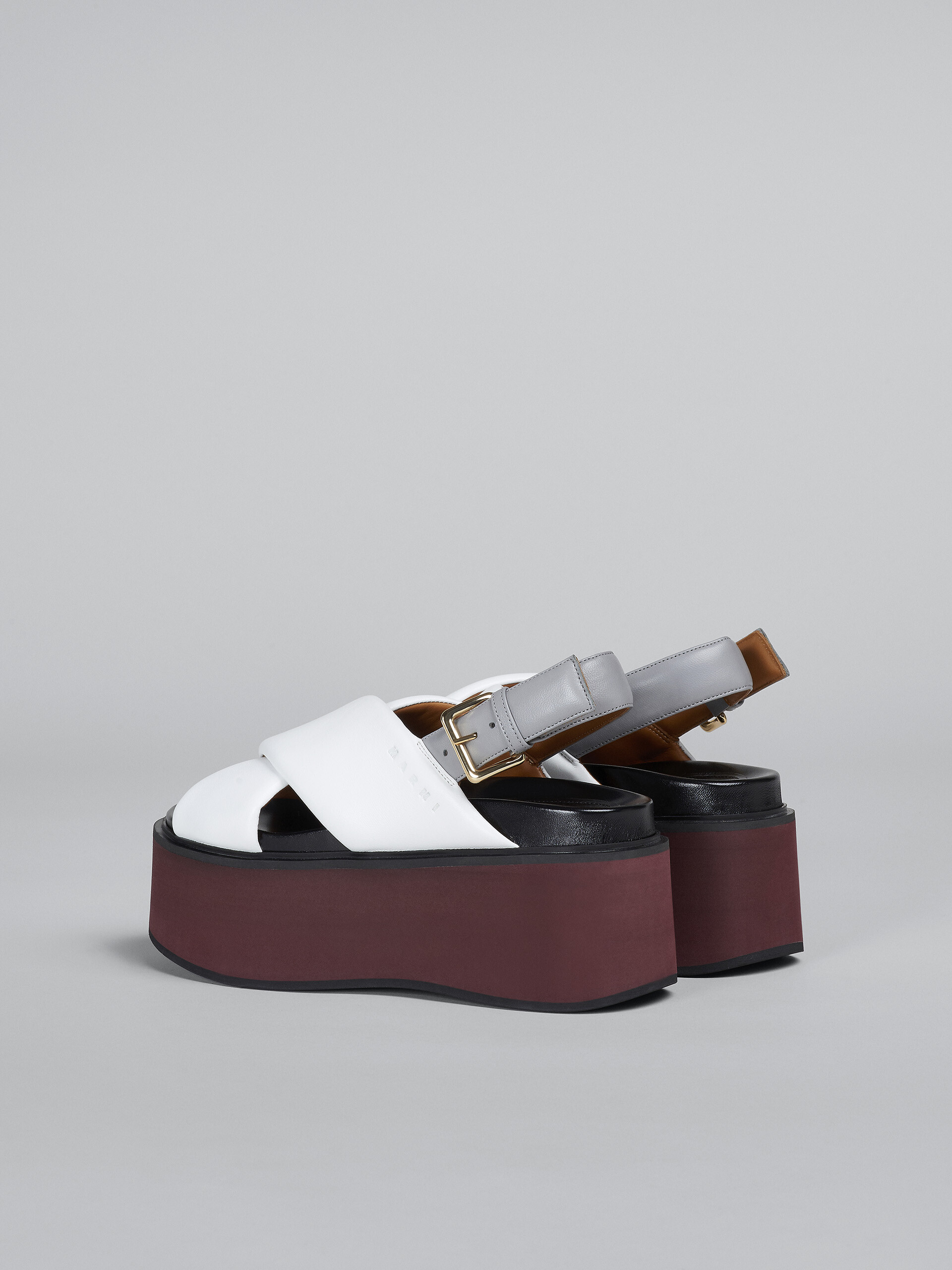 White and grey leather wedge - Sandals - Image 3
