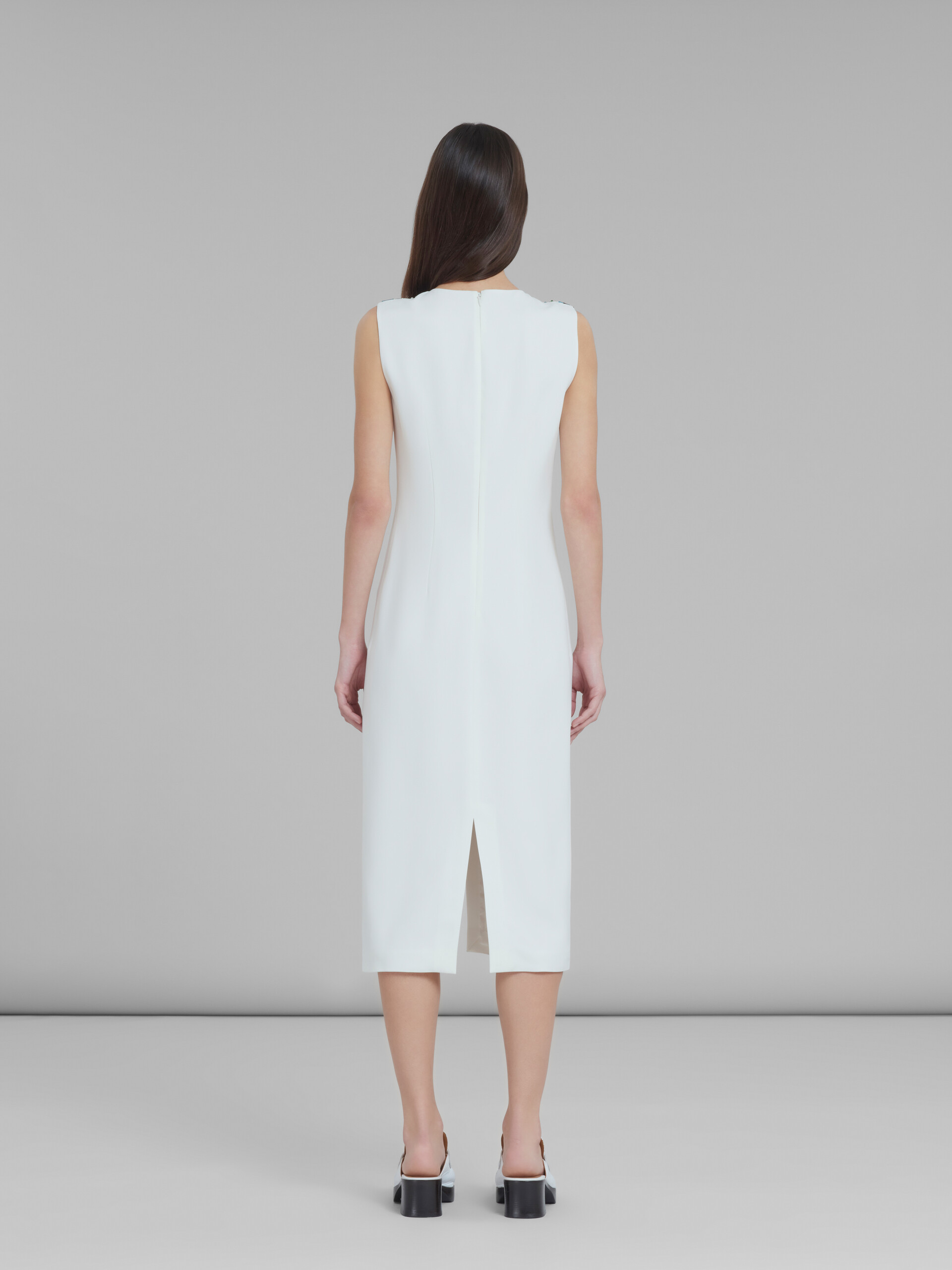 White viscose midi dress with beaded neckline - Dresses - Image 3